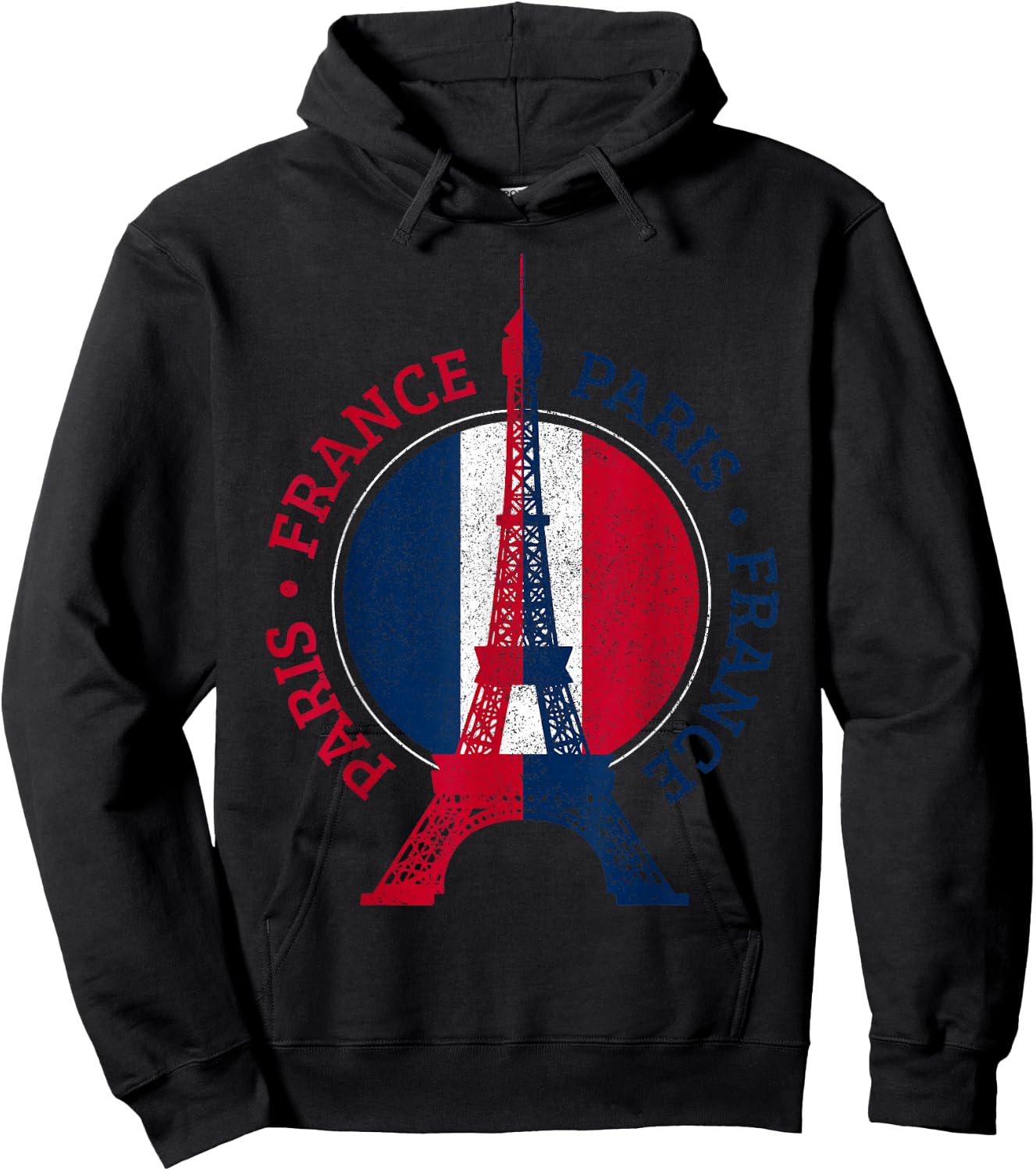 Paris France Eiffel Tower France Flag Travel Souvenir Hoodie - Hoodie | Black