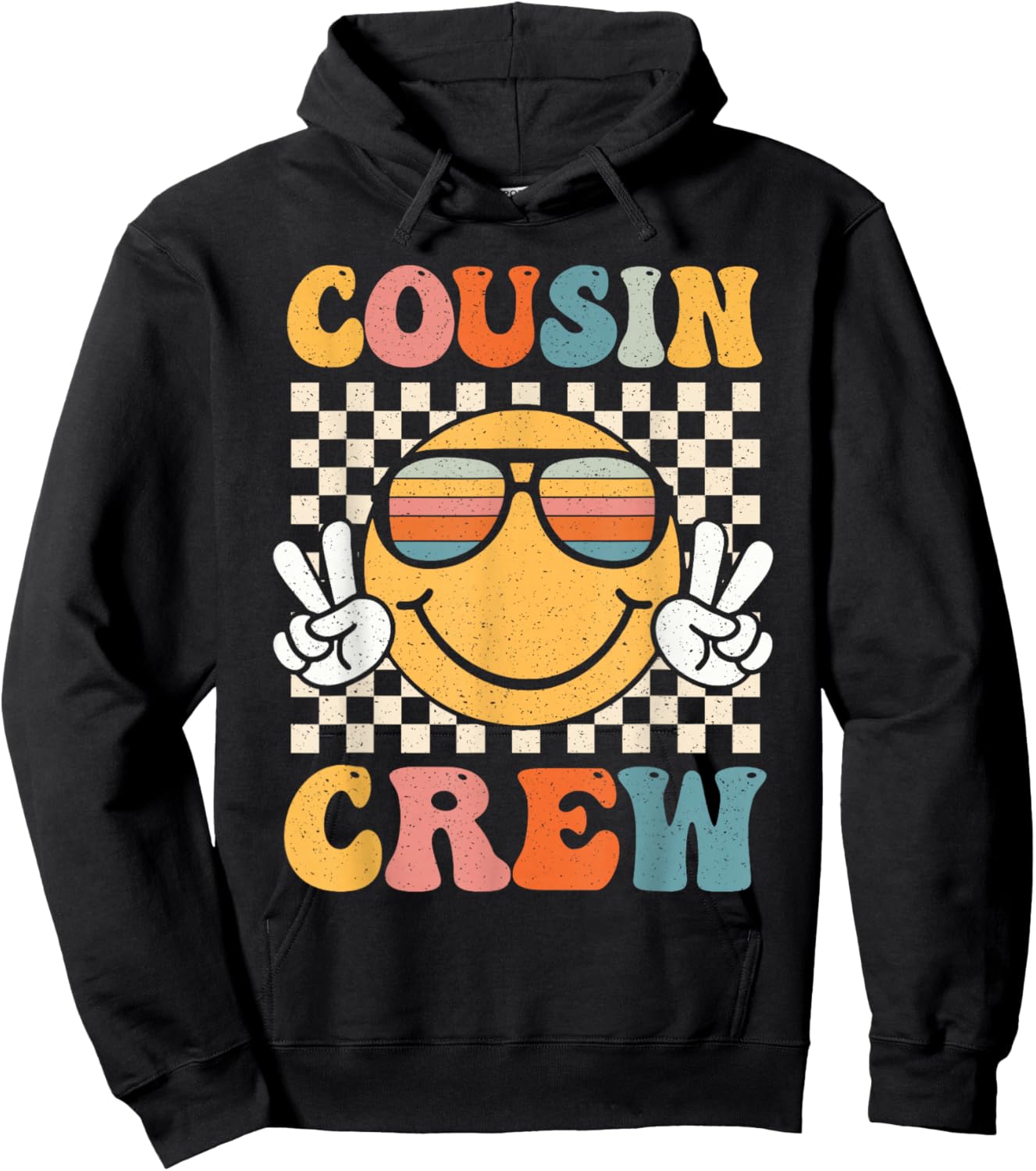 Retro Cousin Crew Summer Family Matching Funny Cousin Squad Hoodie - Hoodie | Black