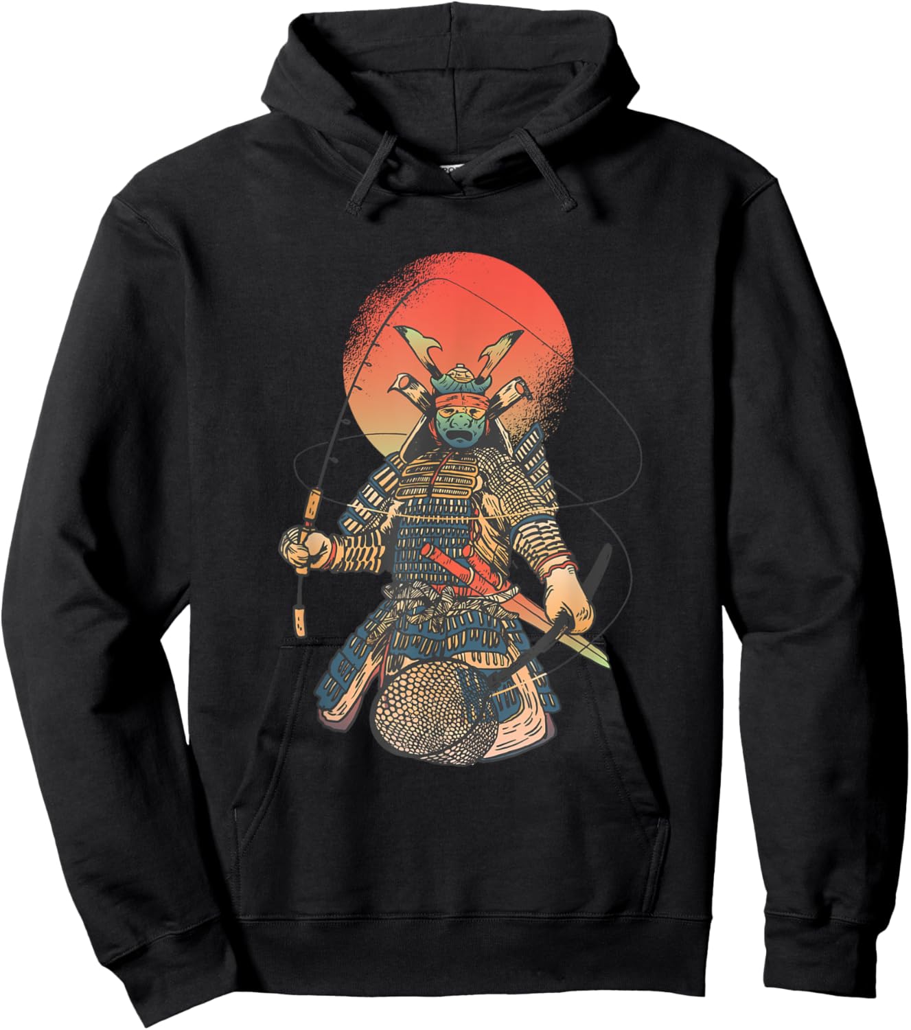 Vintage Samurai Angler and Fisher Hoodie - Hoodie | Black