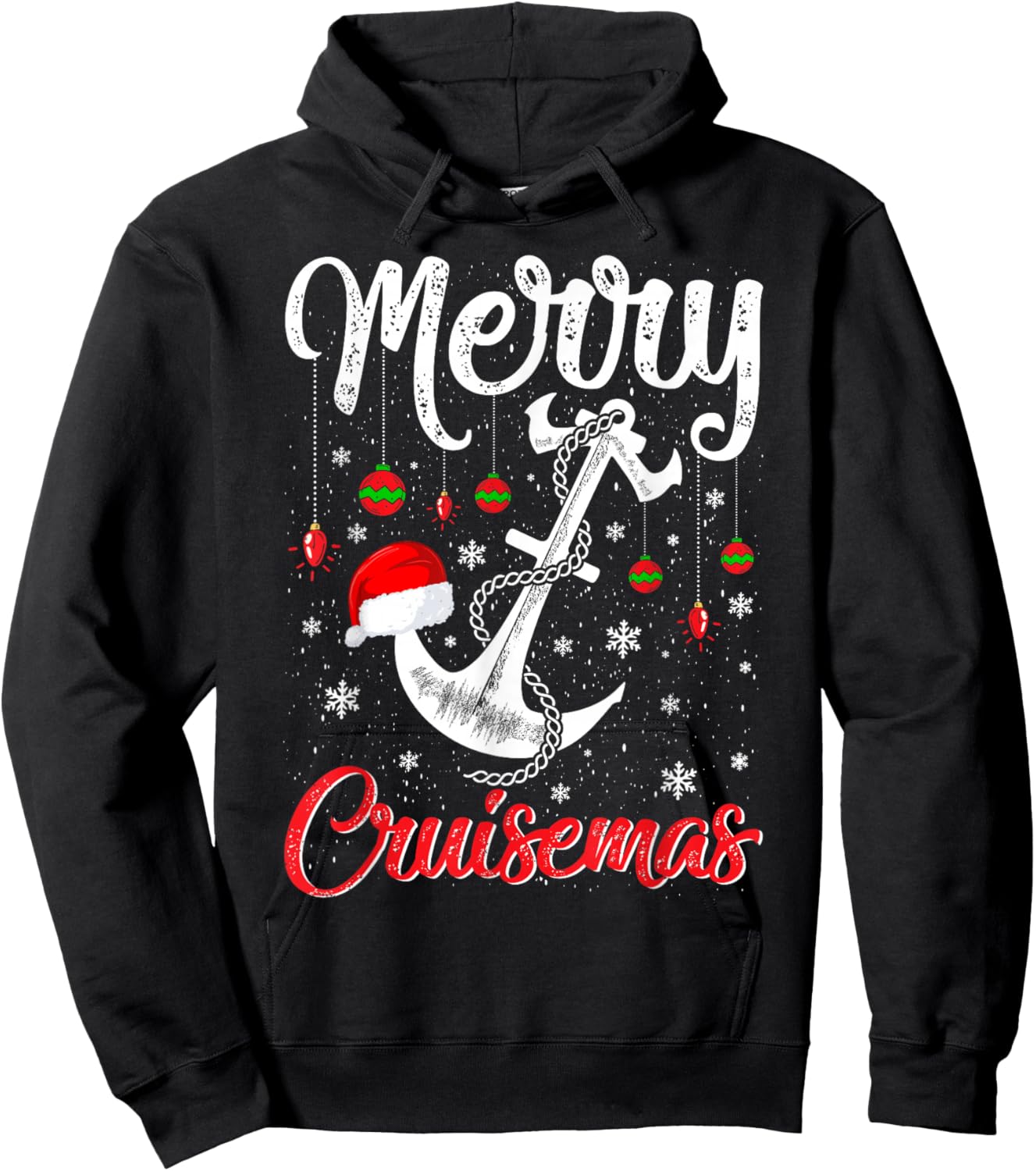 Merry Cruisemas Ugly Christmas Sweater Cruise Ship Hoodie - Hoodie | Black
