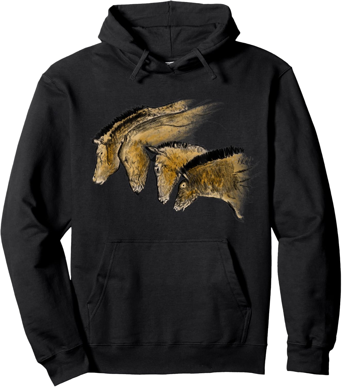 Cave Painting of four horses from Chauvet Hoodie - Hoodie | Black