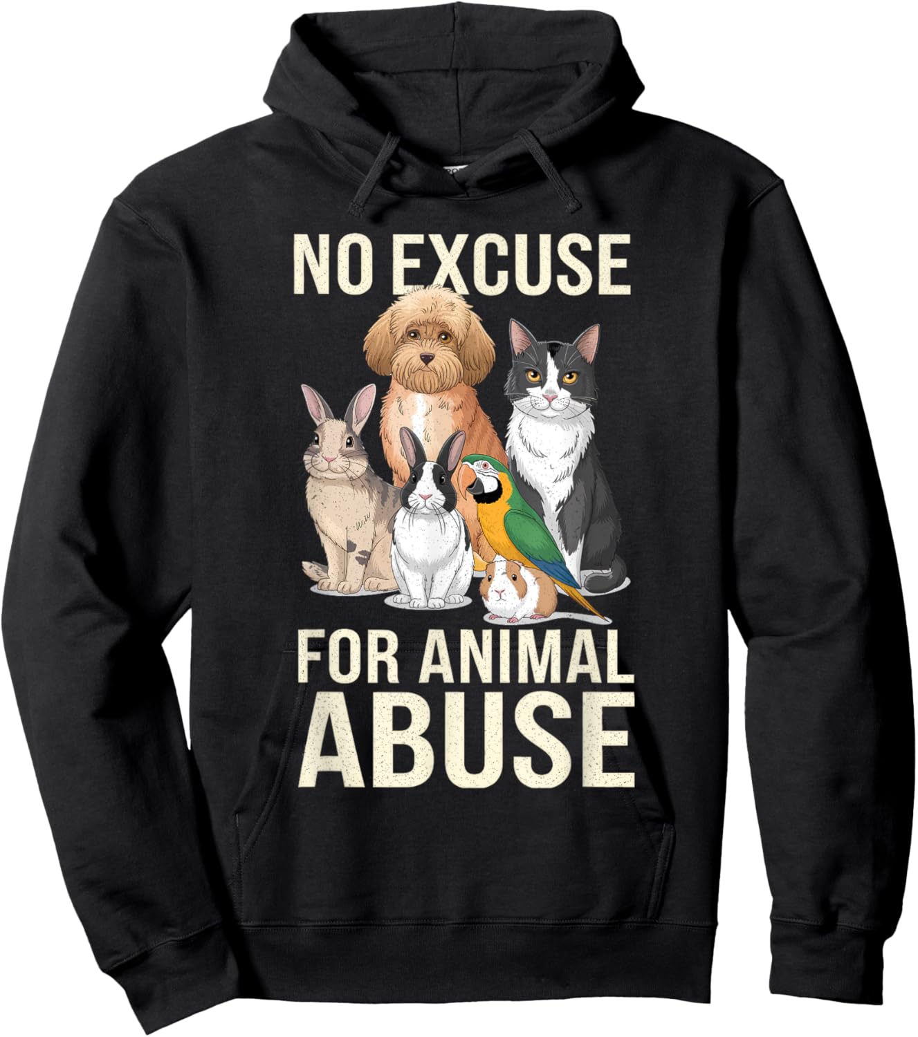 No Excuse Animal Abuse I Animal Rescue Funny Lover Animal Hoodie - Hoodie | Black