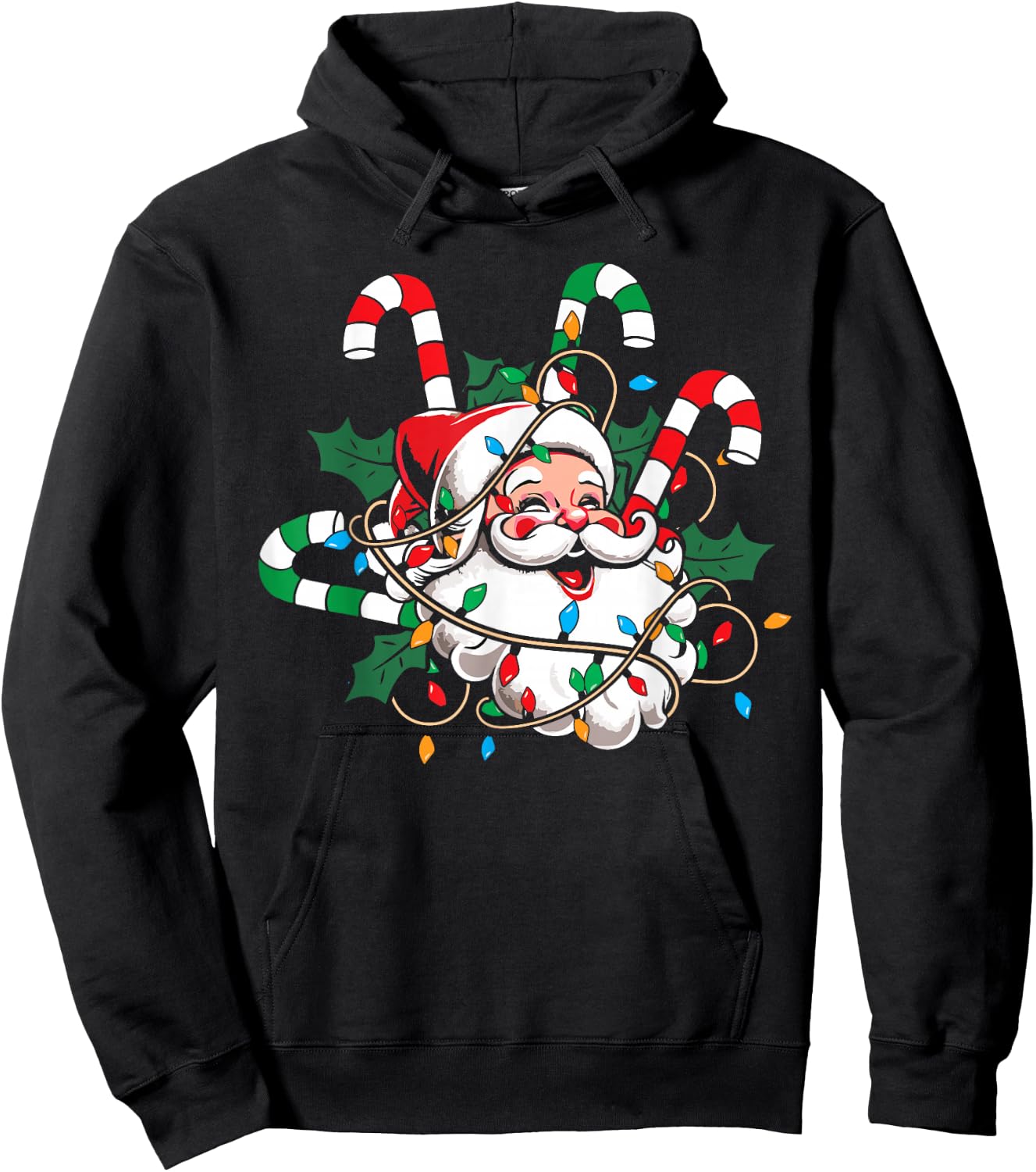 Vintage Christmas Santa Claus Candy Cane Retro Xmas Costume Hoodie - Hoodie | Black