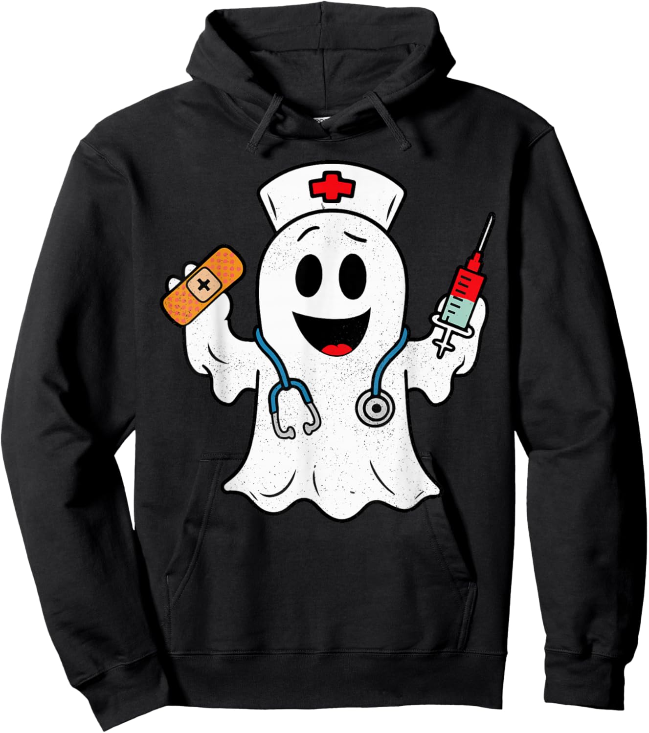 Nurse Ghost Scrub Cute Halloween Costume For Nurses Women RN Hoodie - Hoodie | Black