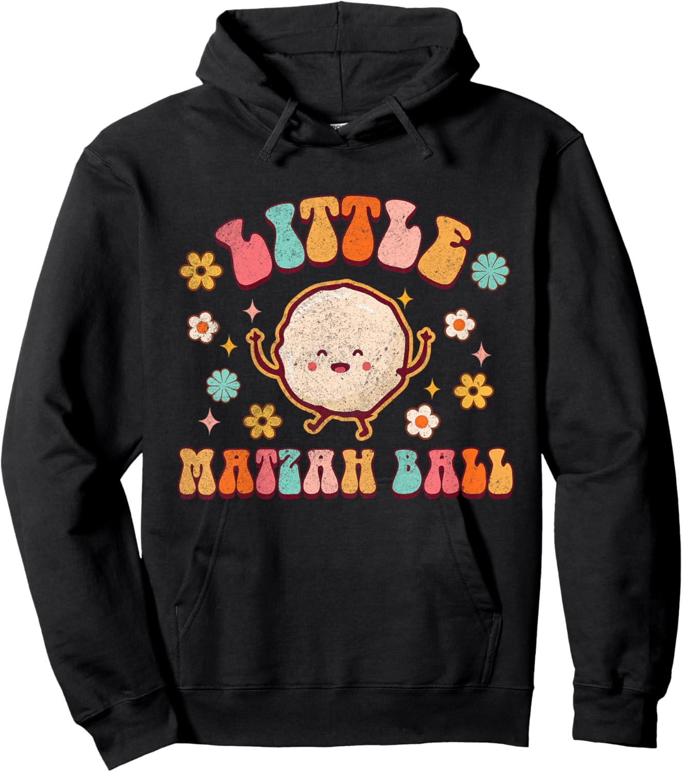 Little Matzah Ball Cute Jewish Baby Shower Passover Groovy Hoodie - Hoodie | Black