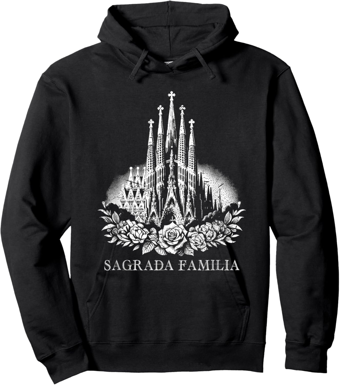 Basílica de la Sagrada Família Barcelona Vintage Floral Hoodie - Hoodie | Black