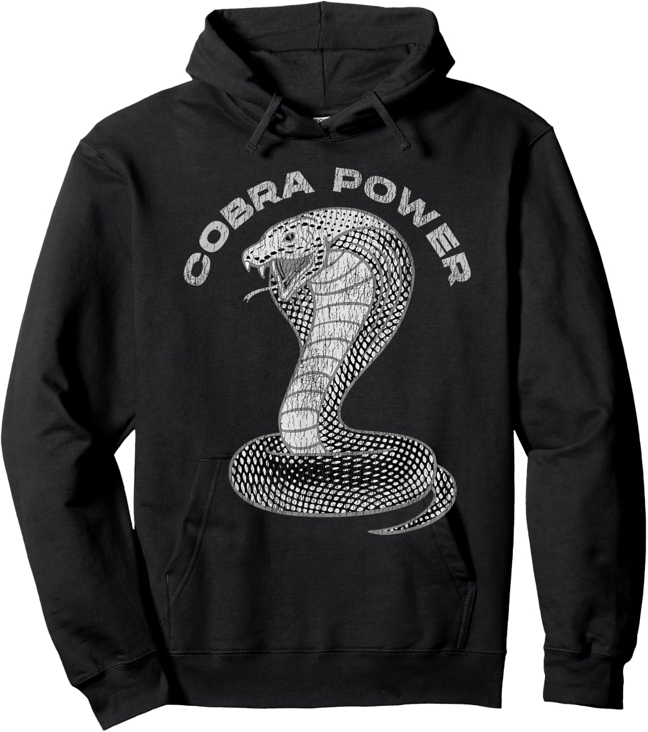 Vintage Distressed King Cobra Power Snake Muscle Car Karate Hoodie - Hoodie | Black