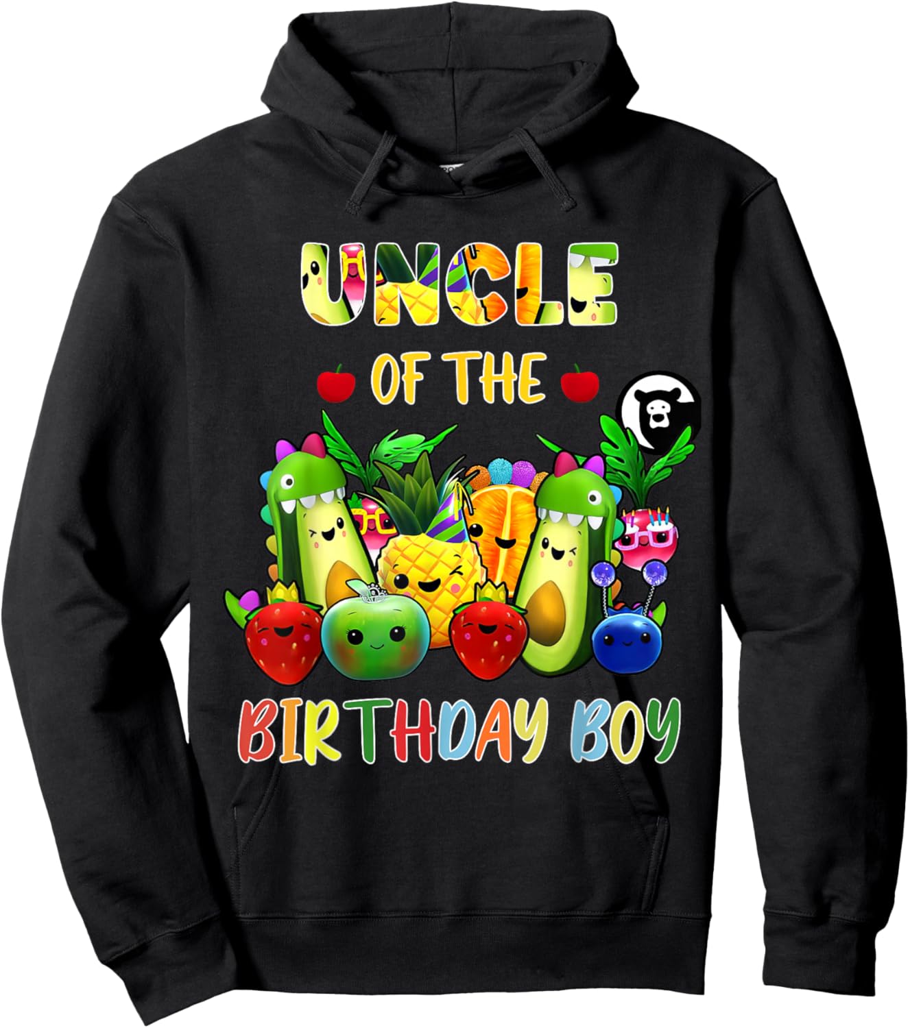 Uncle Of The Birthday Boy Family Fruit Birthday Hey Bear Hoodie - Hoodie | Black