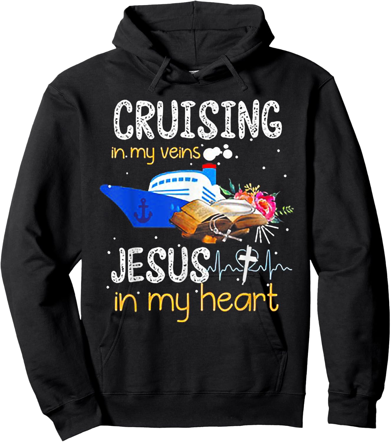 Cruising In My Veins Jesus In My Heart Hoodie - Hoodie | Black