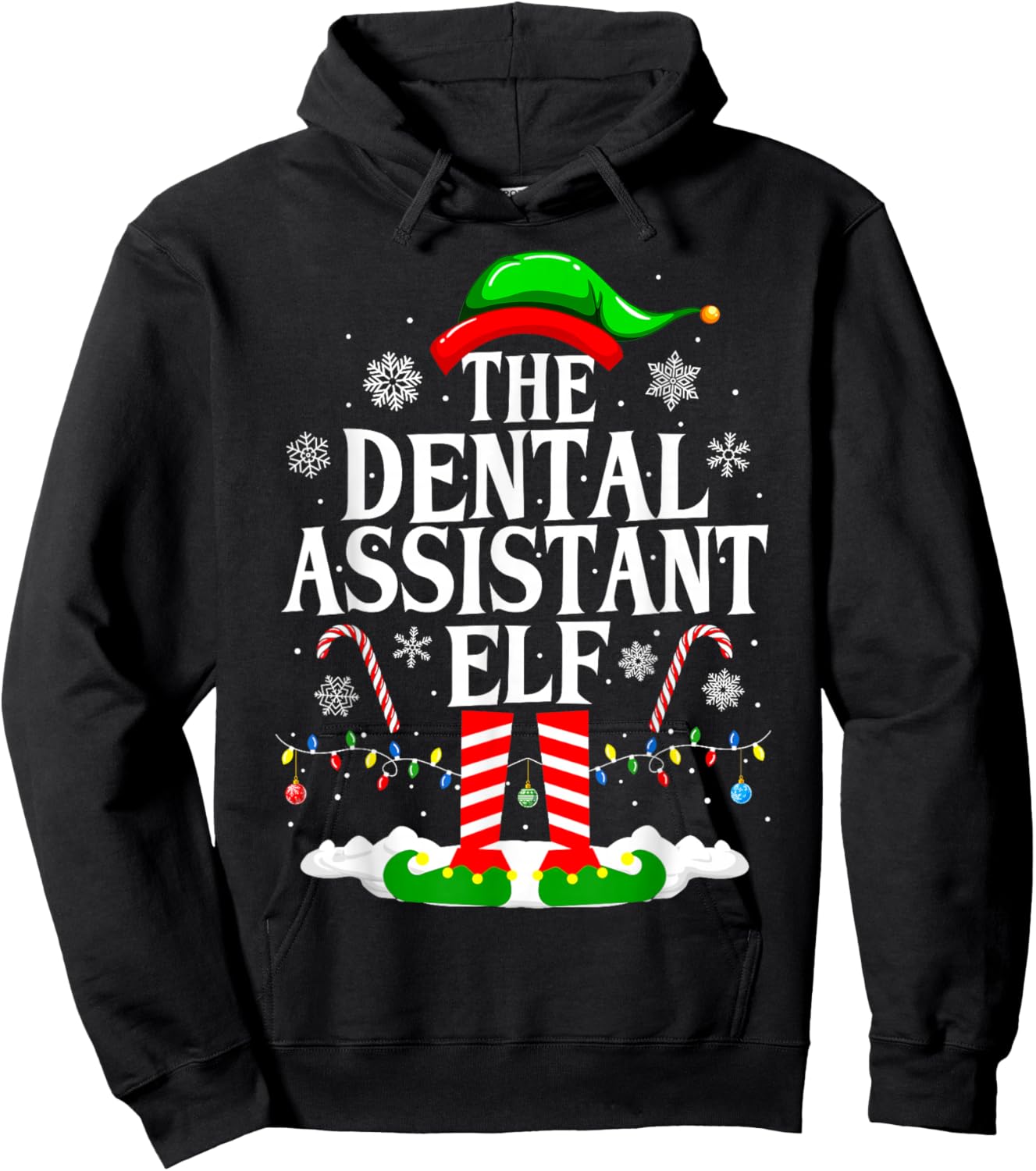 The Dental Assistant Elf Funny Christmas Dental Assistant Hoodie - Hoodie | Black
