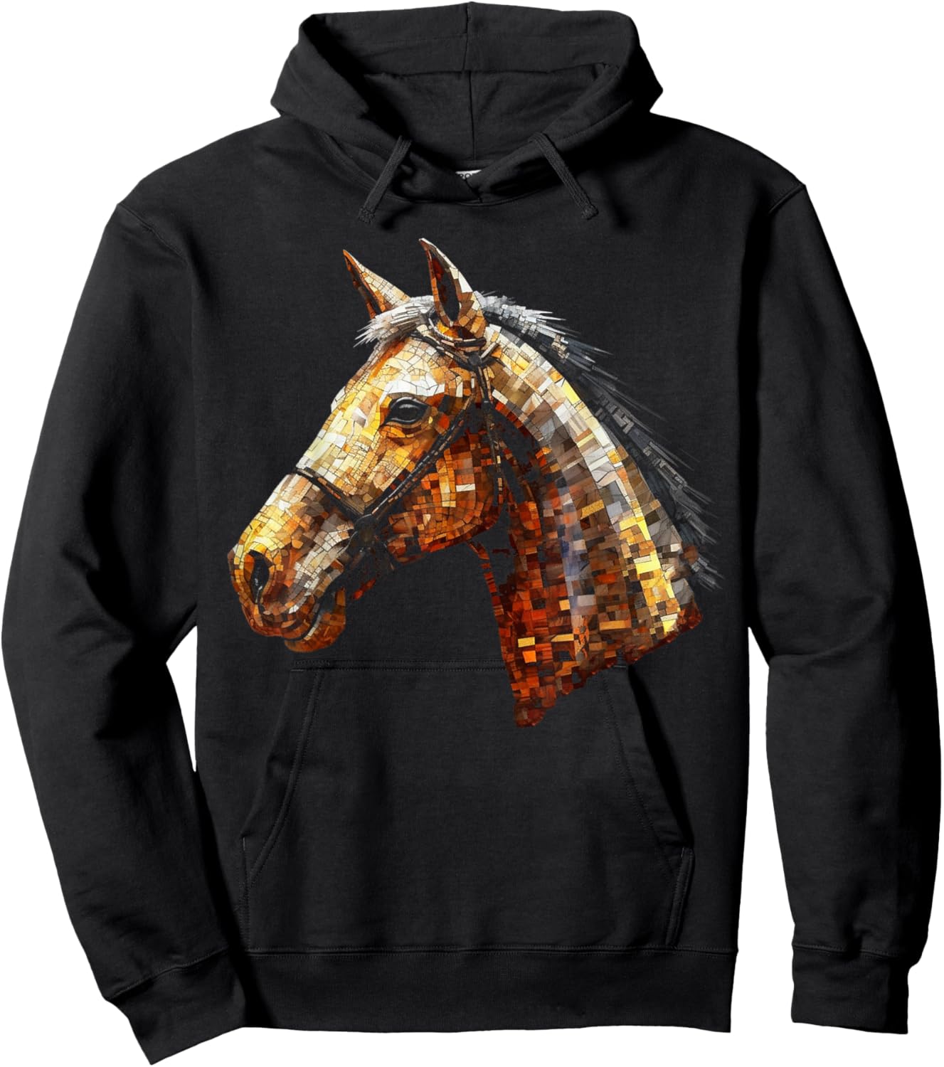 Horse Artwork - Riding Horse Motif Animal Horse Hoodie - Hoodie | Black