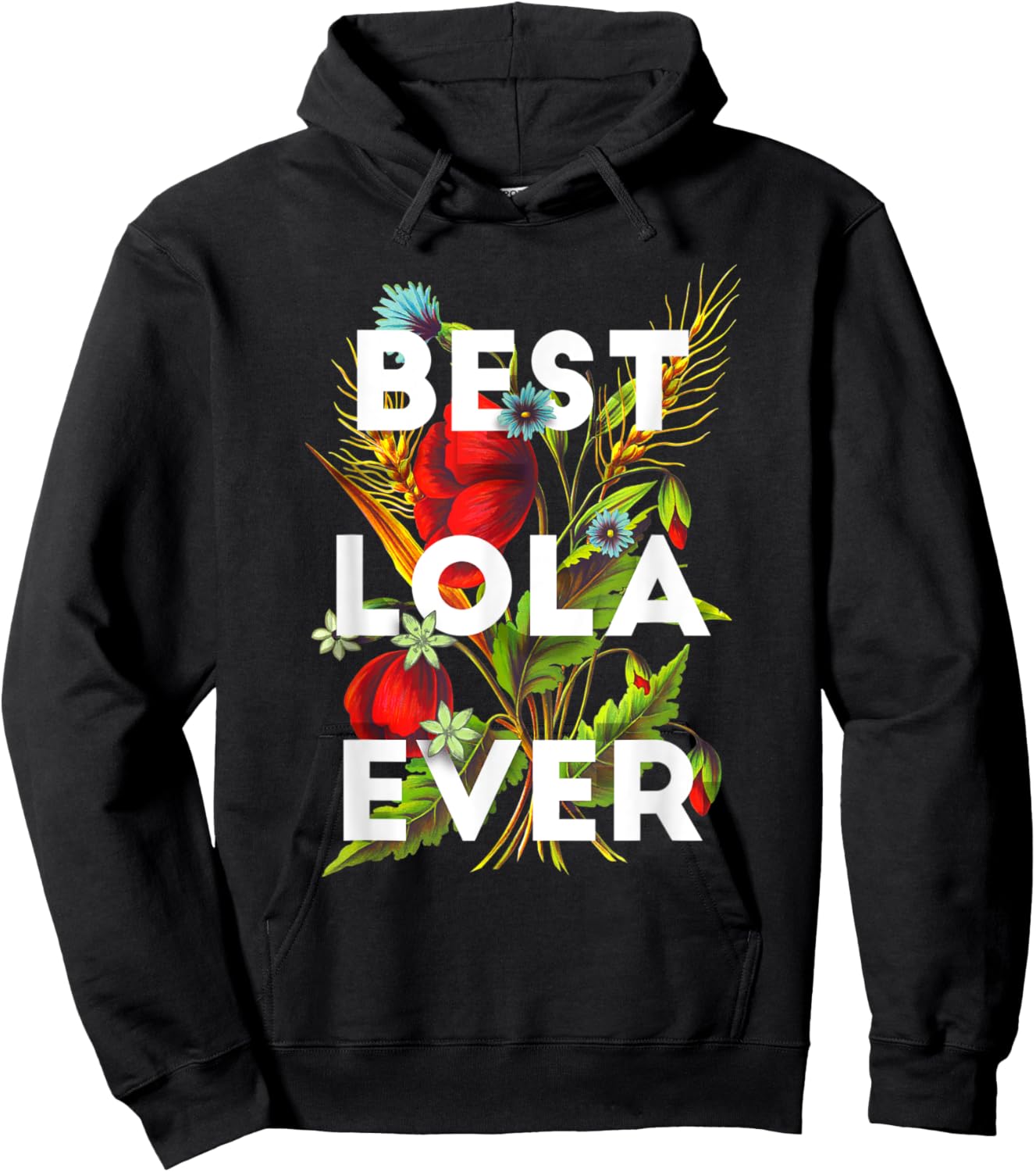 Best Lola Ever | Filipino Grandma Floral Design Hoodie - Hoodie | Black