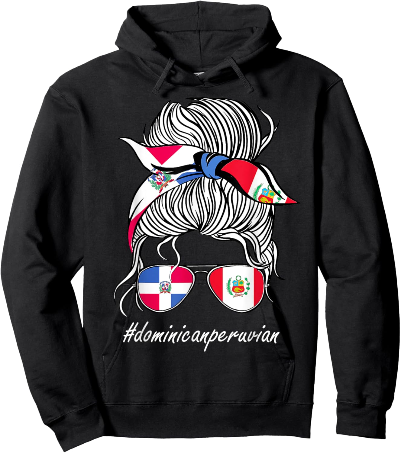 Peru Women Roots Grown Girl Dominican Republic Flag Hoodie - Hoodie | Black