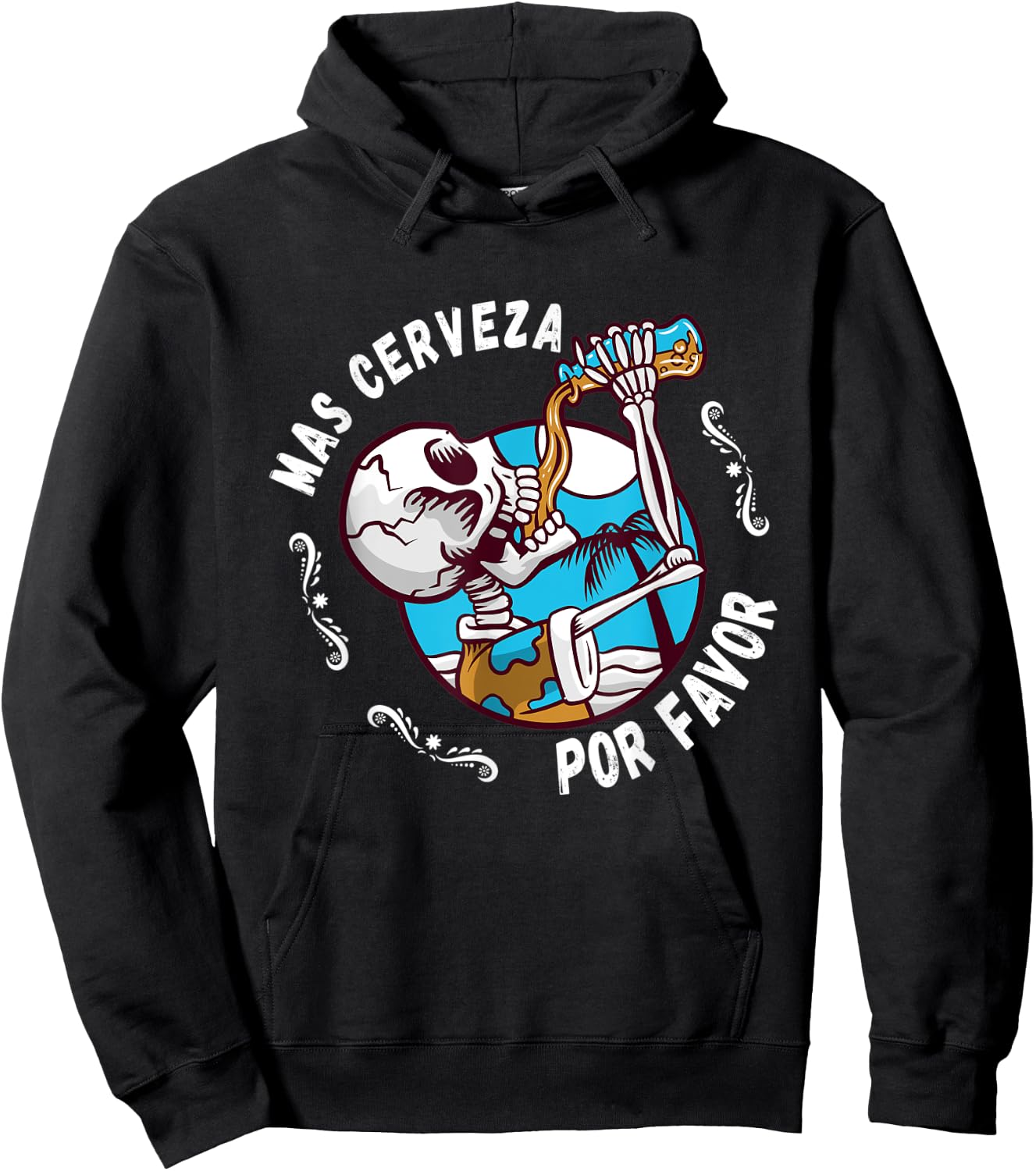 Mas cerveza Day of the Dead Dia de muertos Halloween Beer Hoodie - Hoodie | Black