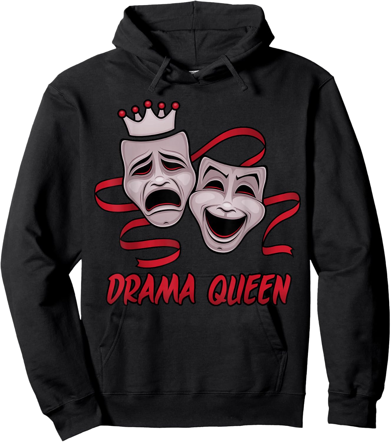 Drama Queen Gray Comedy And Tragedy Theater Masks Hoodie - Hoodie | Black