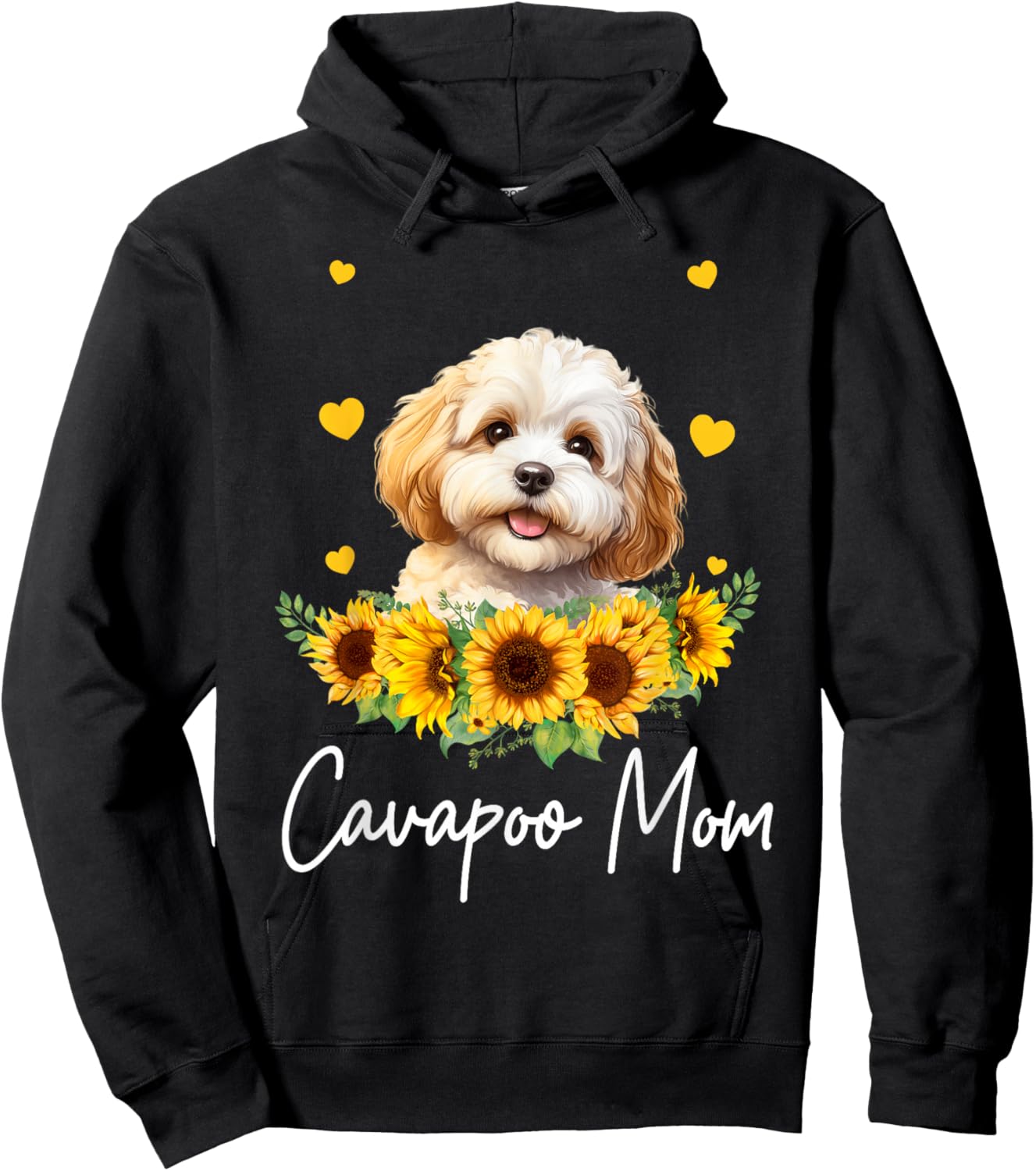 Sunflower Cavapoo Mom Dog Lover Hoodie - Hoodie | Black