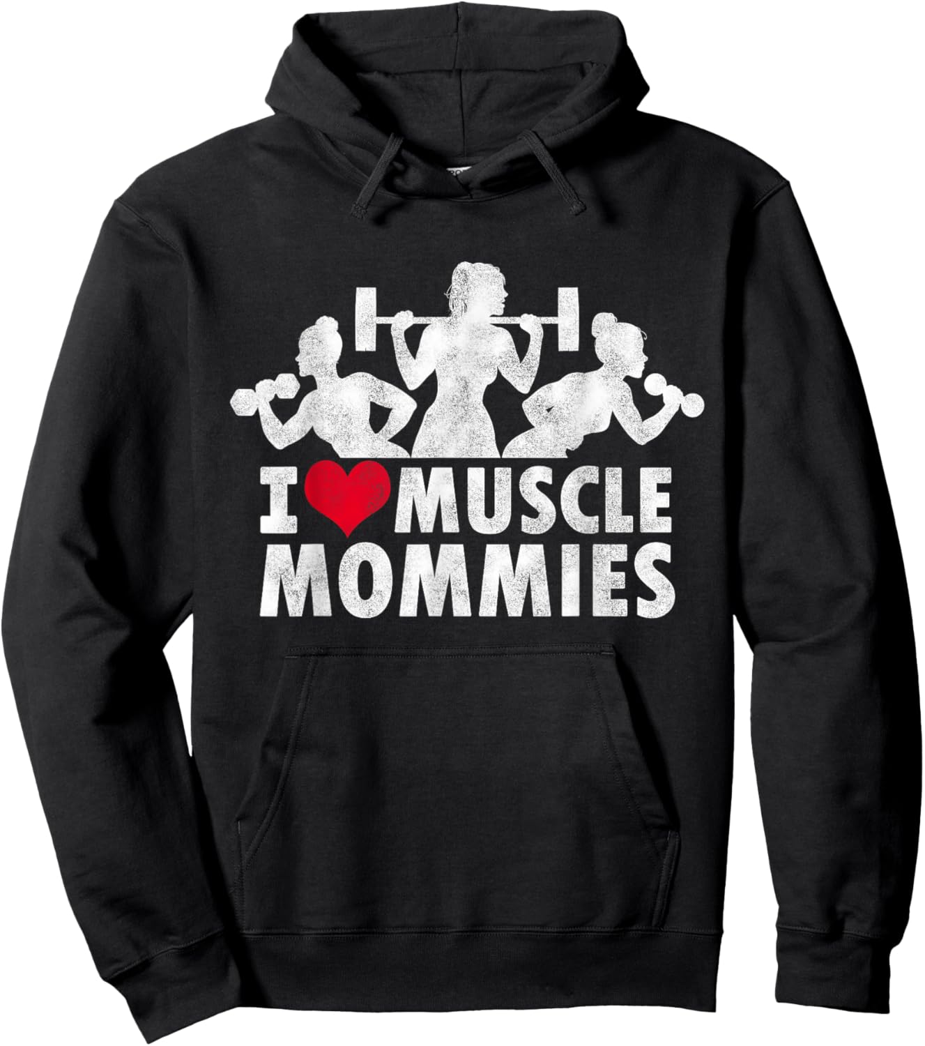 I Love Muscle Mommies, I heart funny gym workout for moms Hoodie - Hoodie | Black