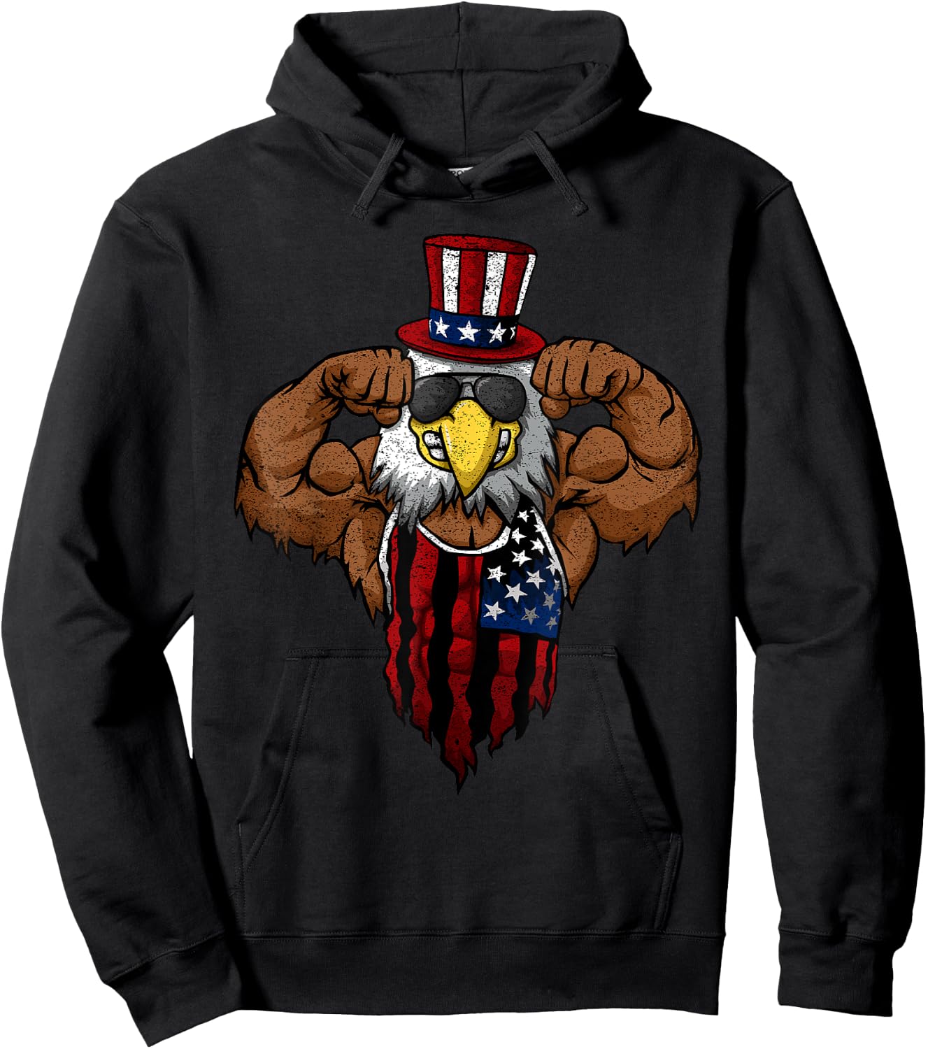 American Flag Muscular Squat Dabbing Flexing Uncle Sam Women Kids Men Hoodie - Hoodie | Black