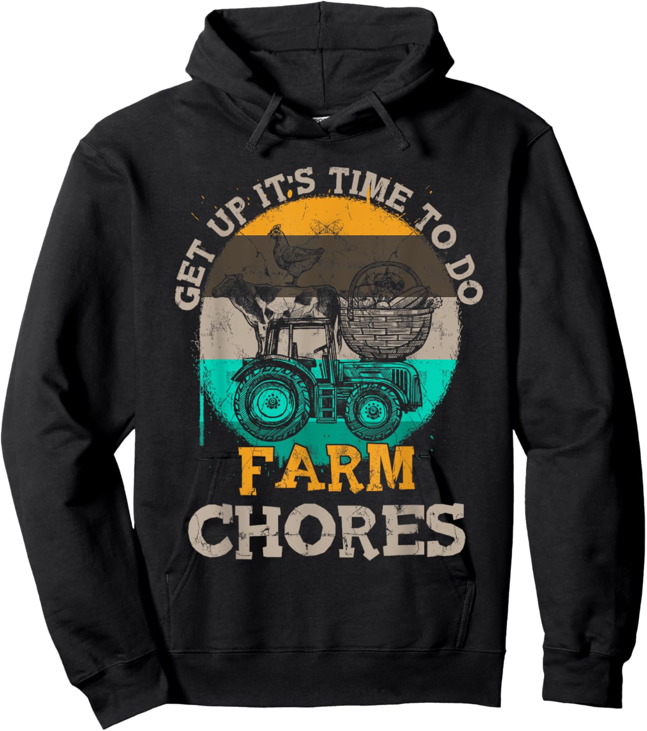Get Up Its Time To Do Farm Chores Farm-Girl Timesup Farming Hoodie - Hoodie | Black