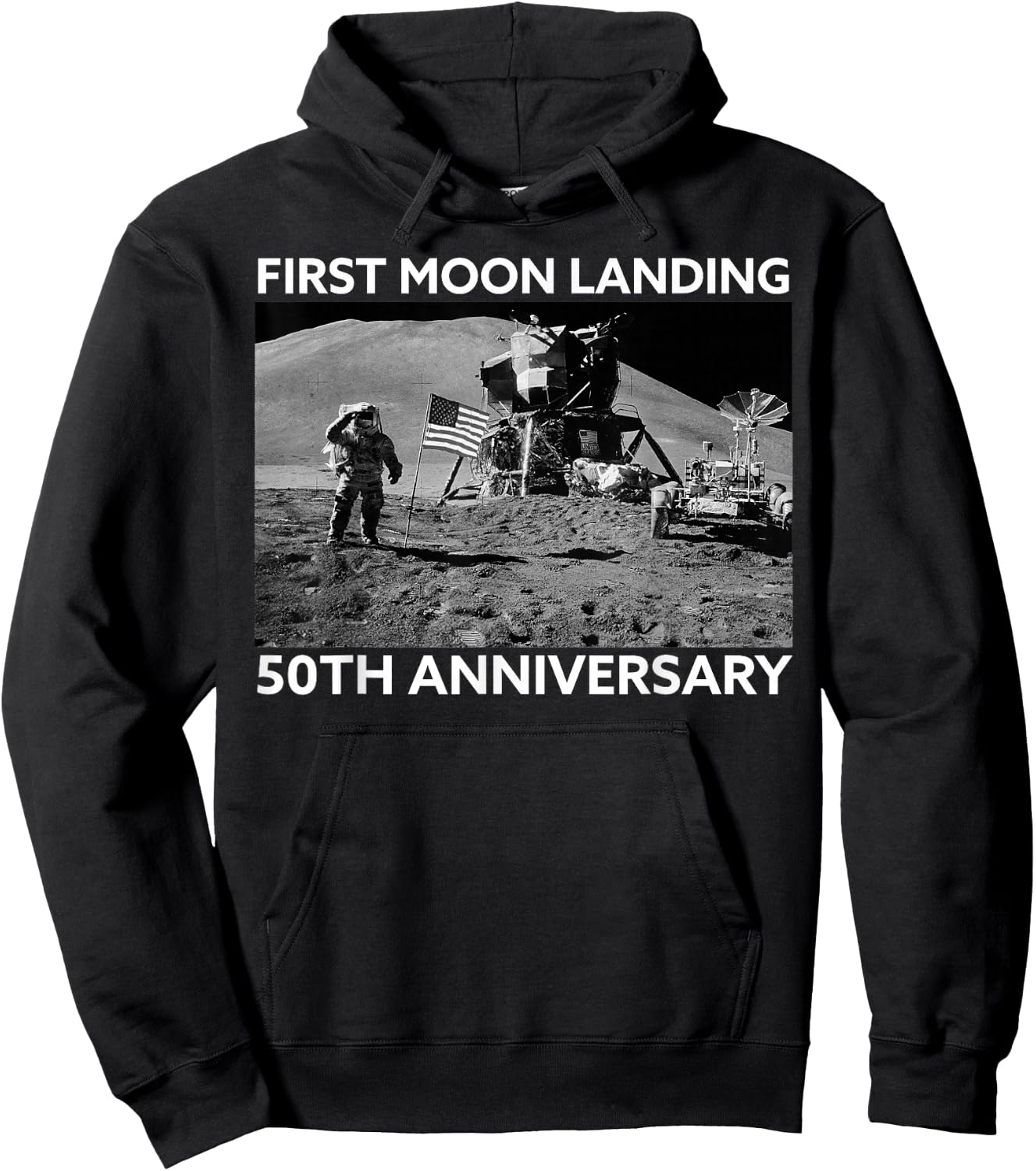 Space Design First Moon Landing 50th Anniversary Hoodie - Hoodie | Black