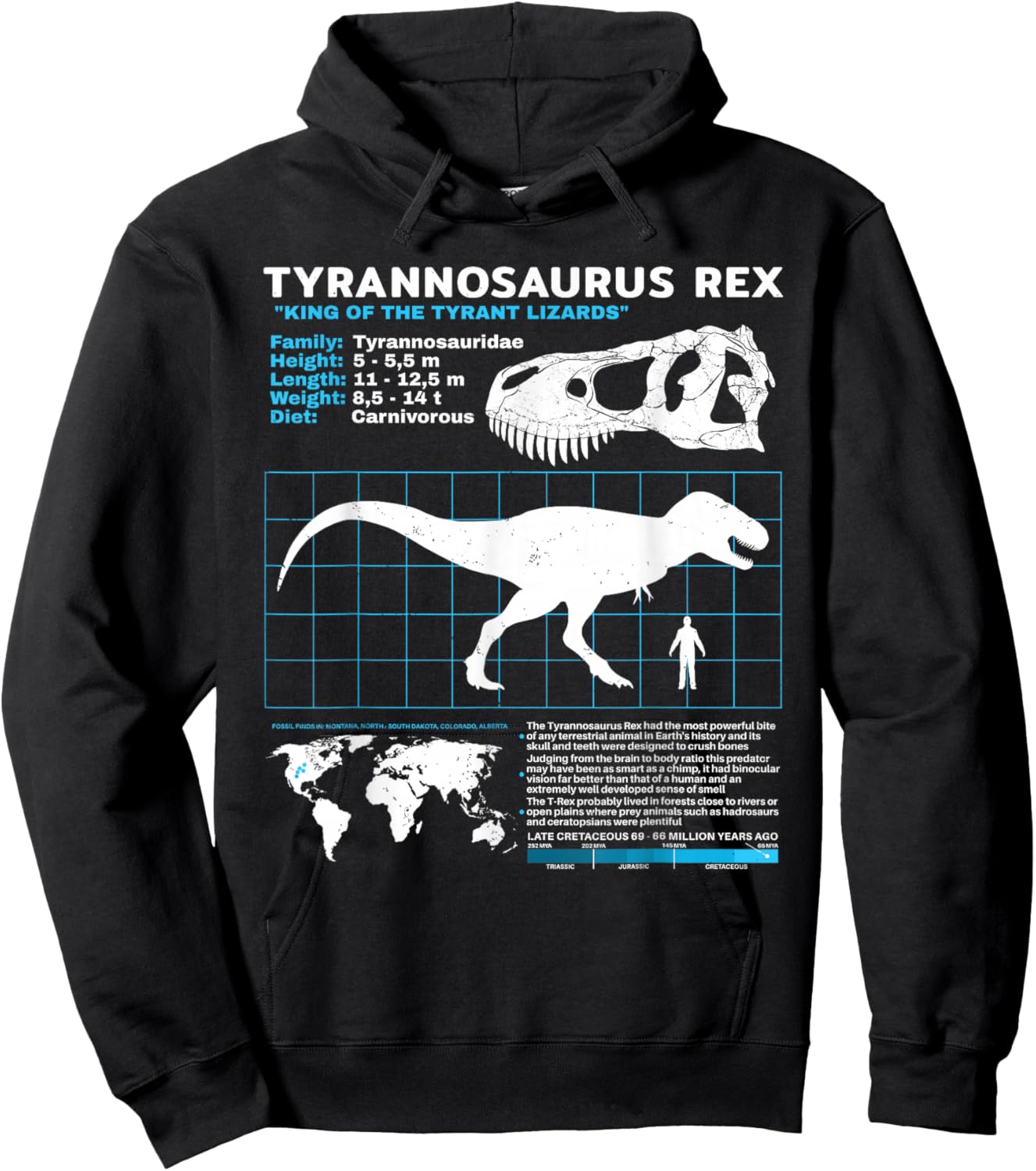 Tyrannosaurus Rex fact sheet Dinosaur Facts Hoodie - Hoodie | Black