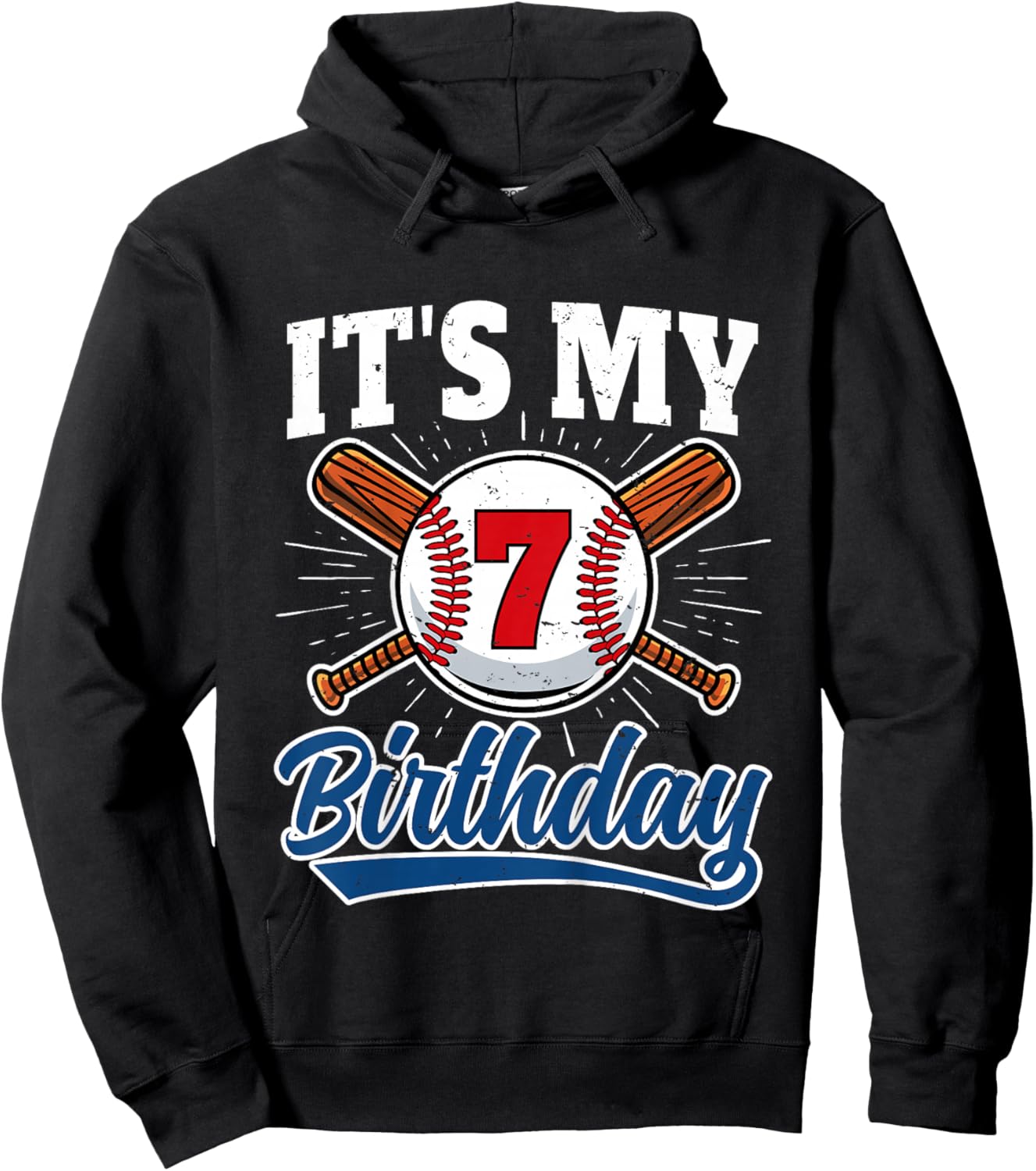 7 Years Old Baseball Player 7th Birthday Party Boy Girl Hoodie - Hoodie | Black