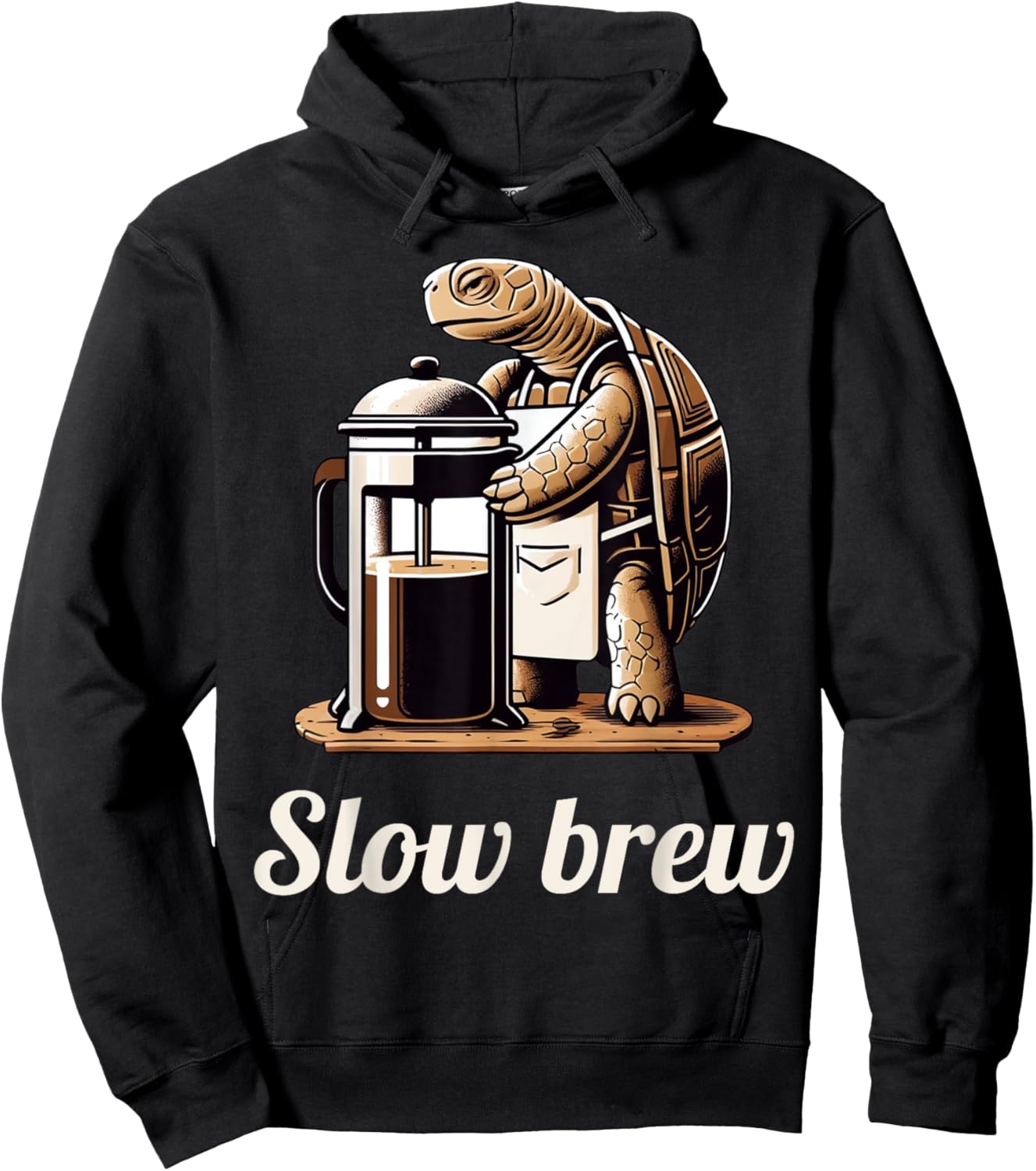 Funny Turtle Pun Slow Brew Turtle Coffee Lover Graphic Hoodie - Hoodie | Black
