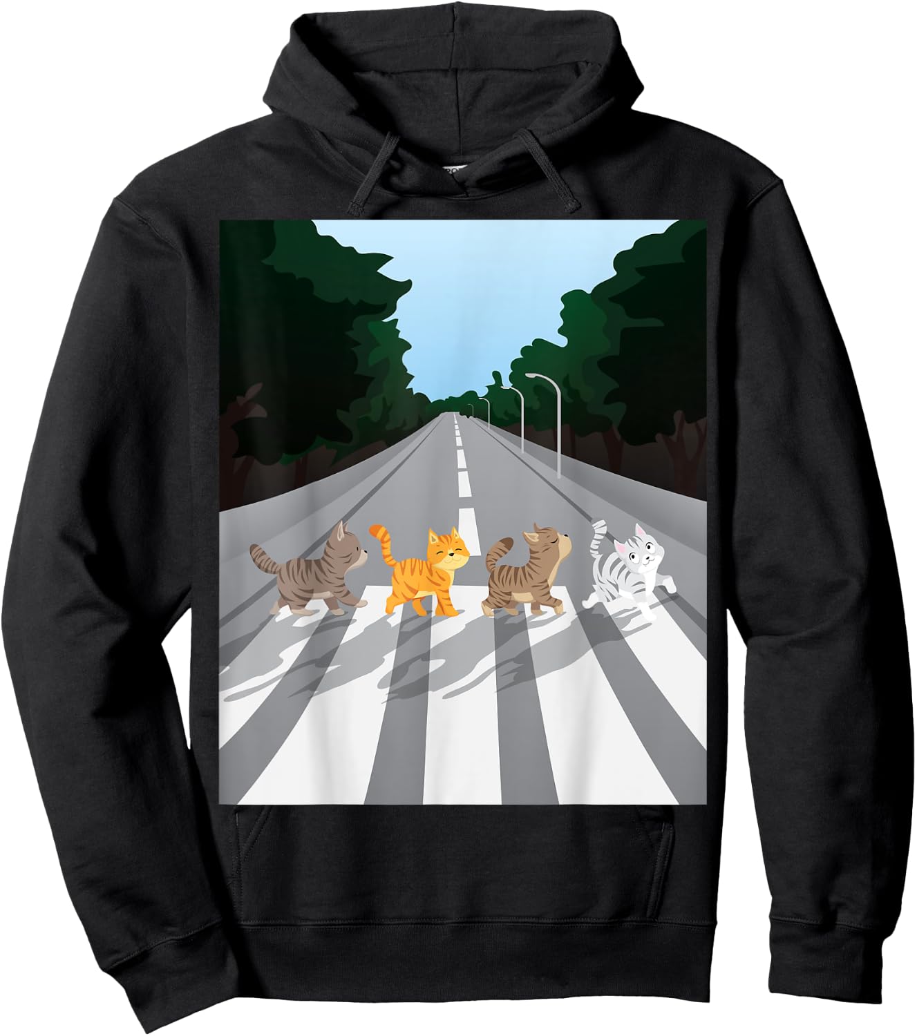 Funny Tabby Road Cat Parody Hoodie - Hoodie | Black