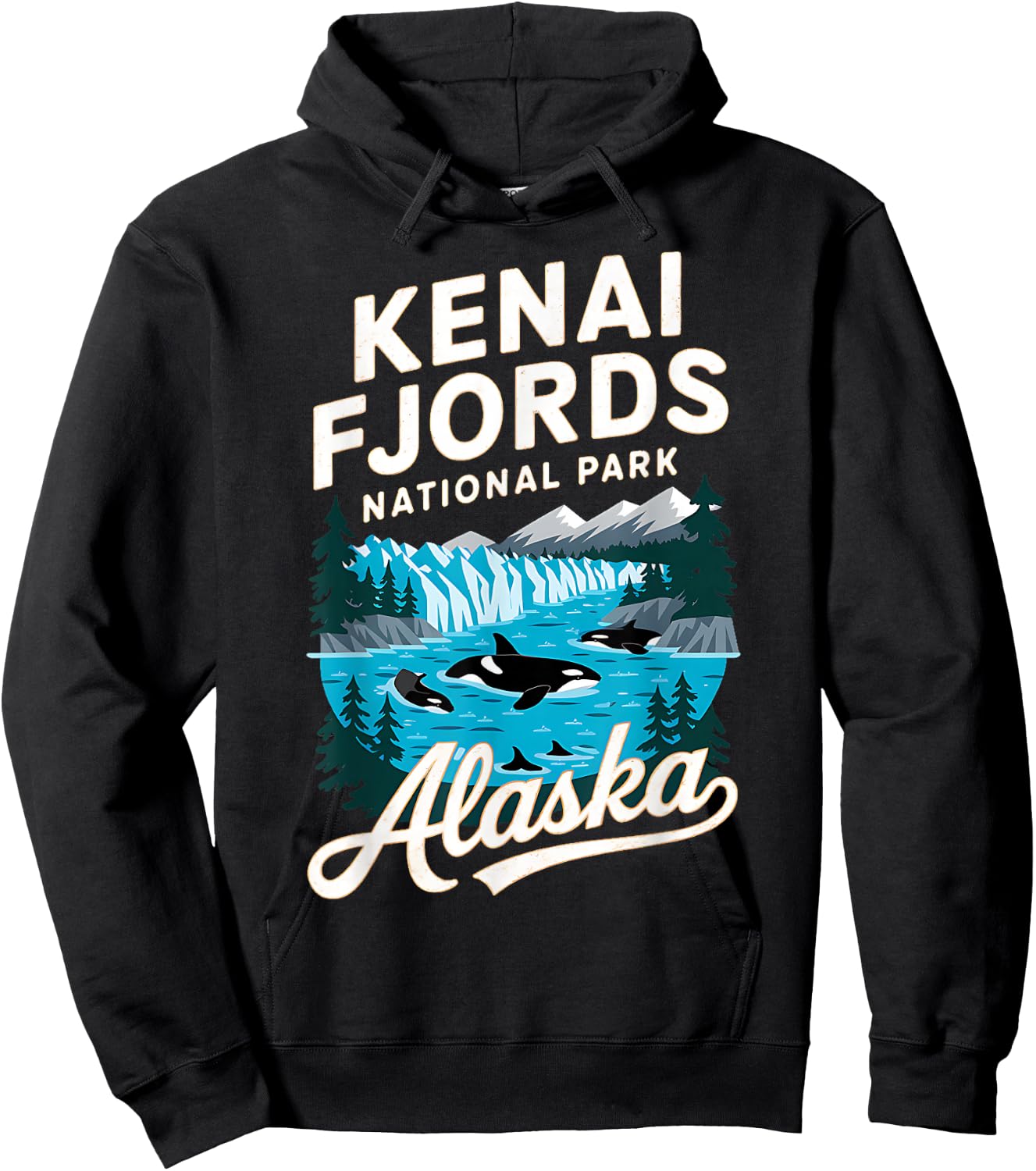 Whale Orca Alaska Kenai Fjords National Park Adventure Hoodie - Hoodie | Black