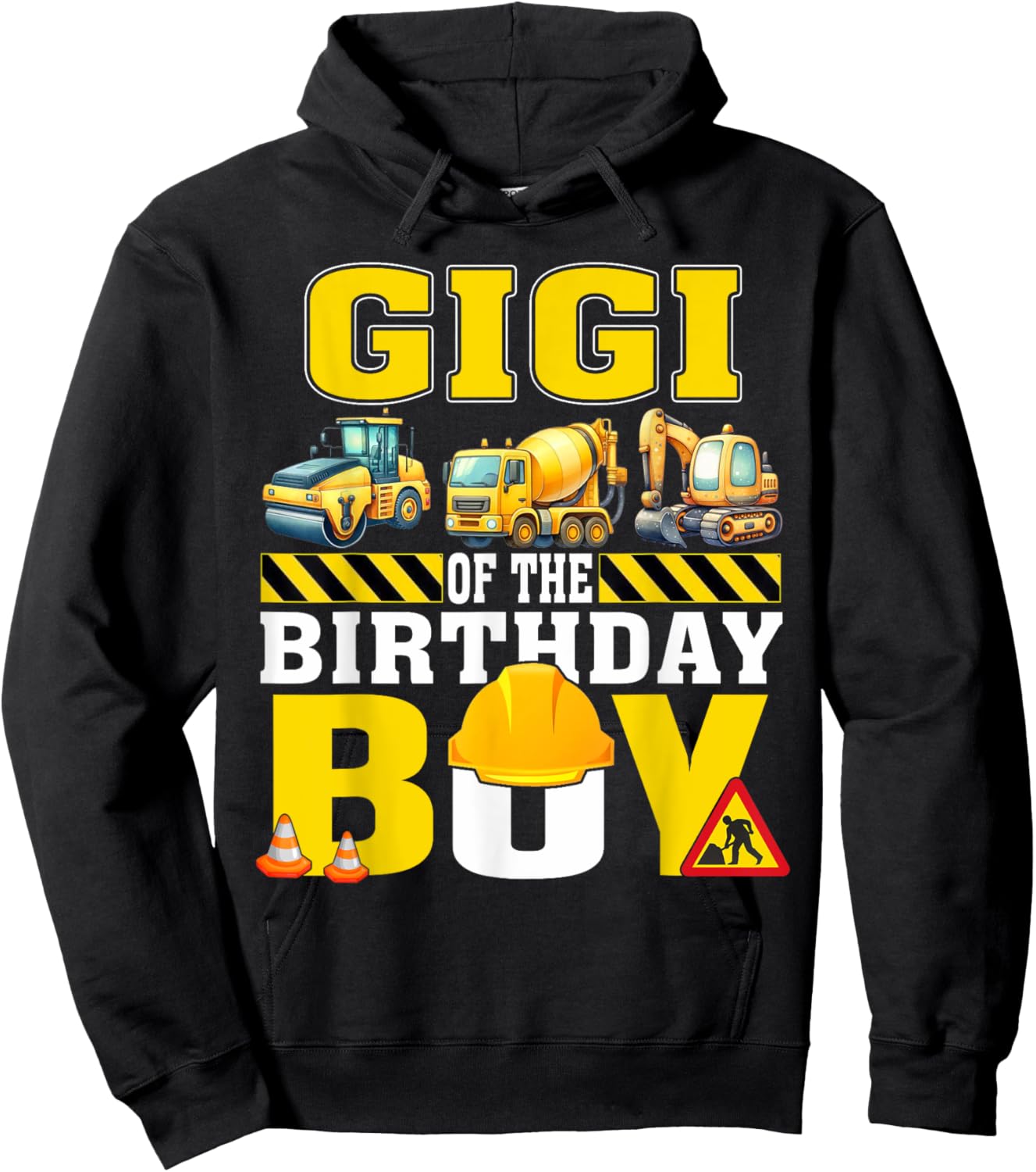 Gigi Of The Birthday Boy Construction Worker Birthday Hoodie - Hoodie | Black