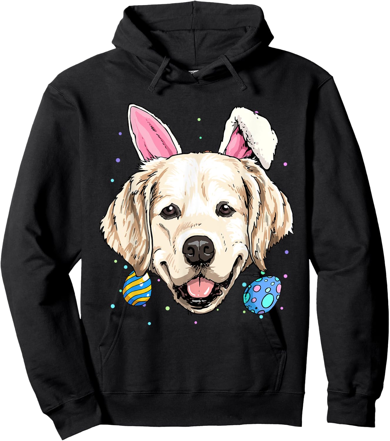 Happy Easter Bunny Golden Retriever Puppy Animal Dog Lover Women Kids Hoodie - Hoodie | Black