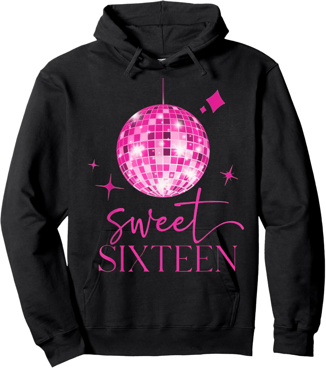 Sweet 16 Year Old 16th Birthday Queen Girls Disco Party Hoodie - Hoodie | Black