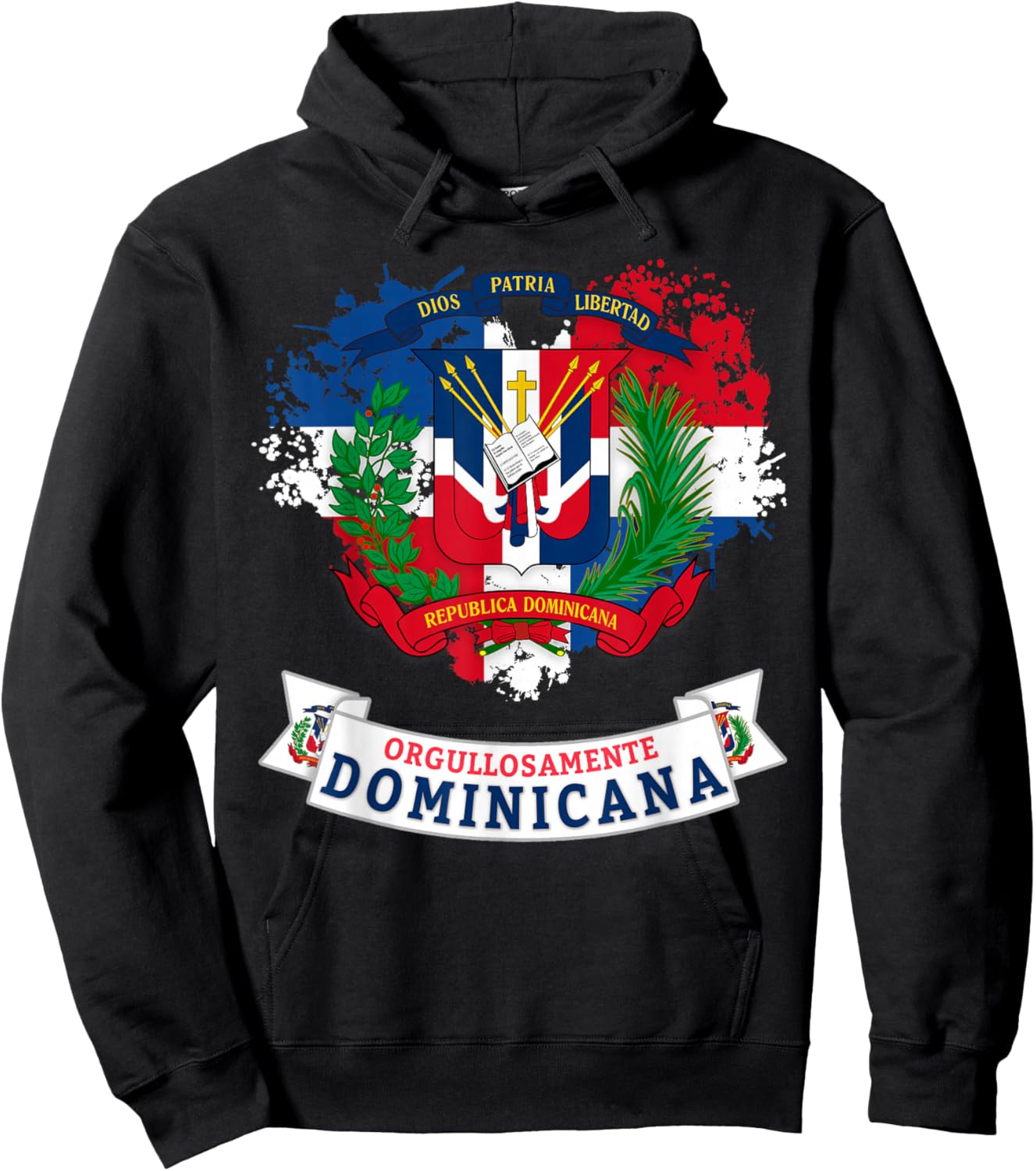 Coat of Arms Republica Dominicana For Kids & Dominican Flag Hoodie - Hoodie | Black