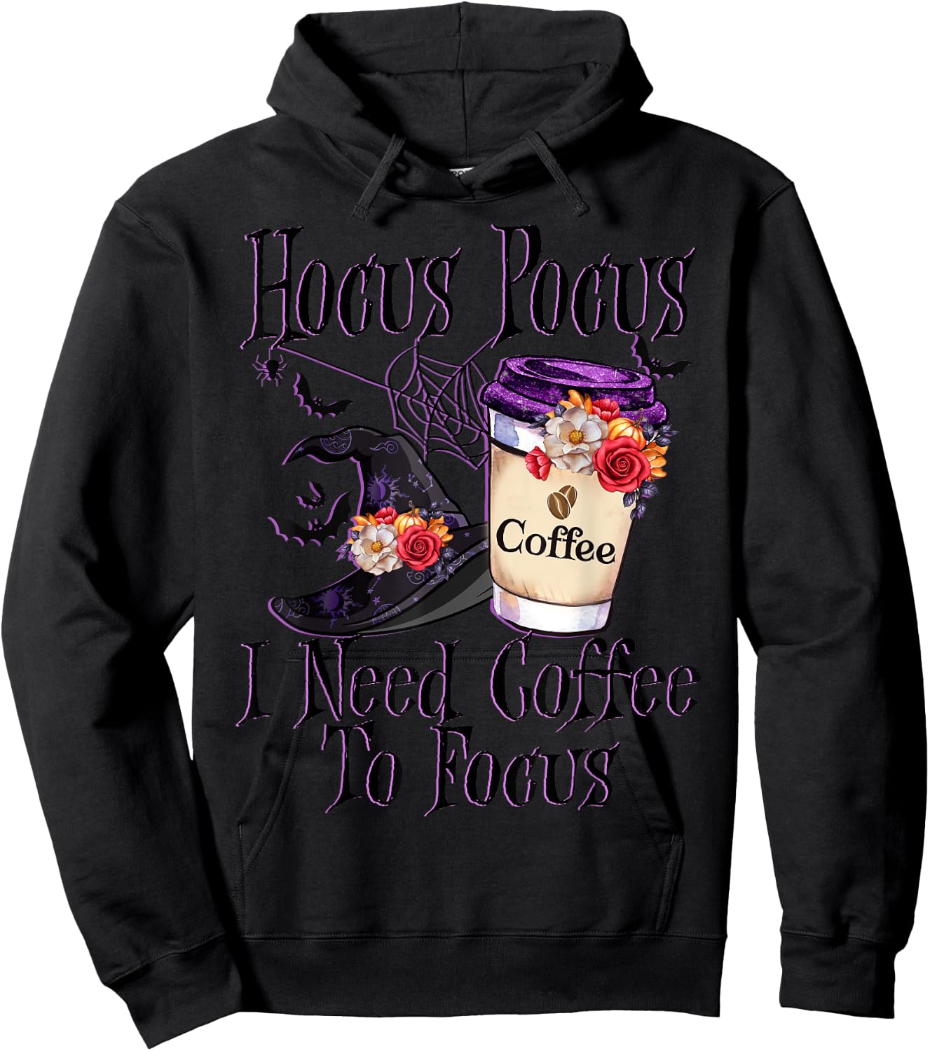 Hocus Pocus I Need Coffee To Focus Halloween Funny Teacher Hoodie - Hoodie | Black