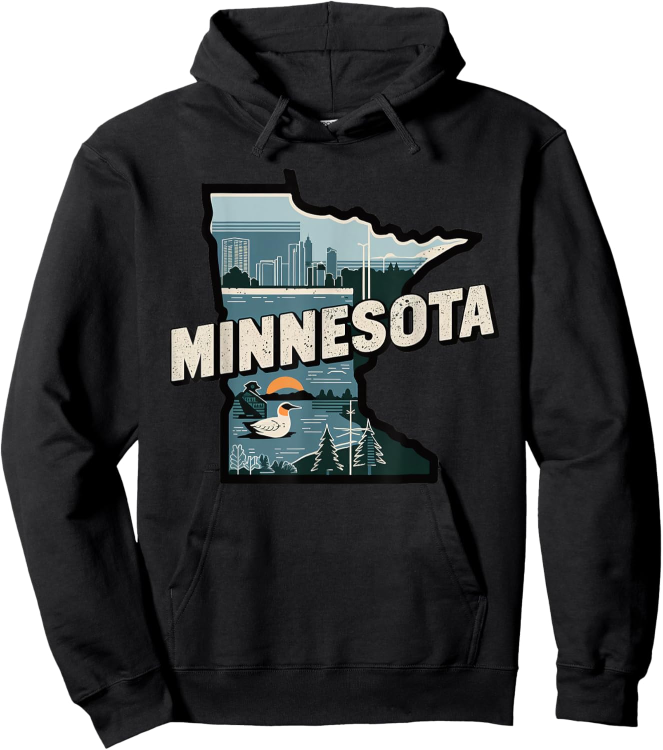 Minnesota State of Minnesota Retro Minnesota Hoodie - Hoodie | Black