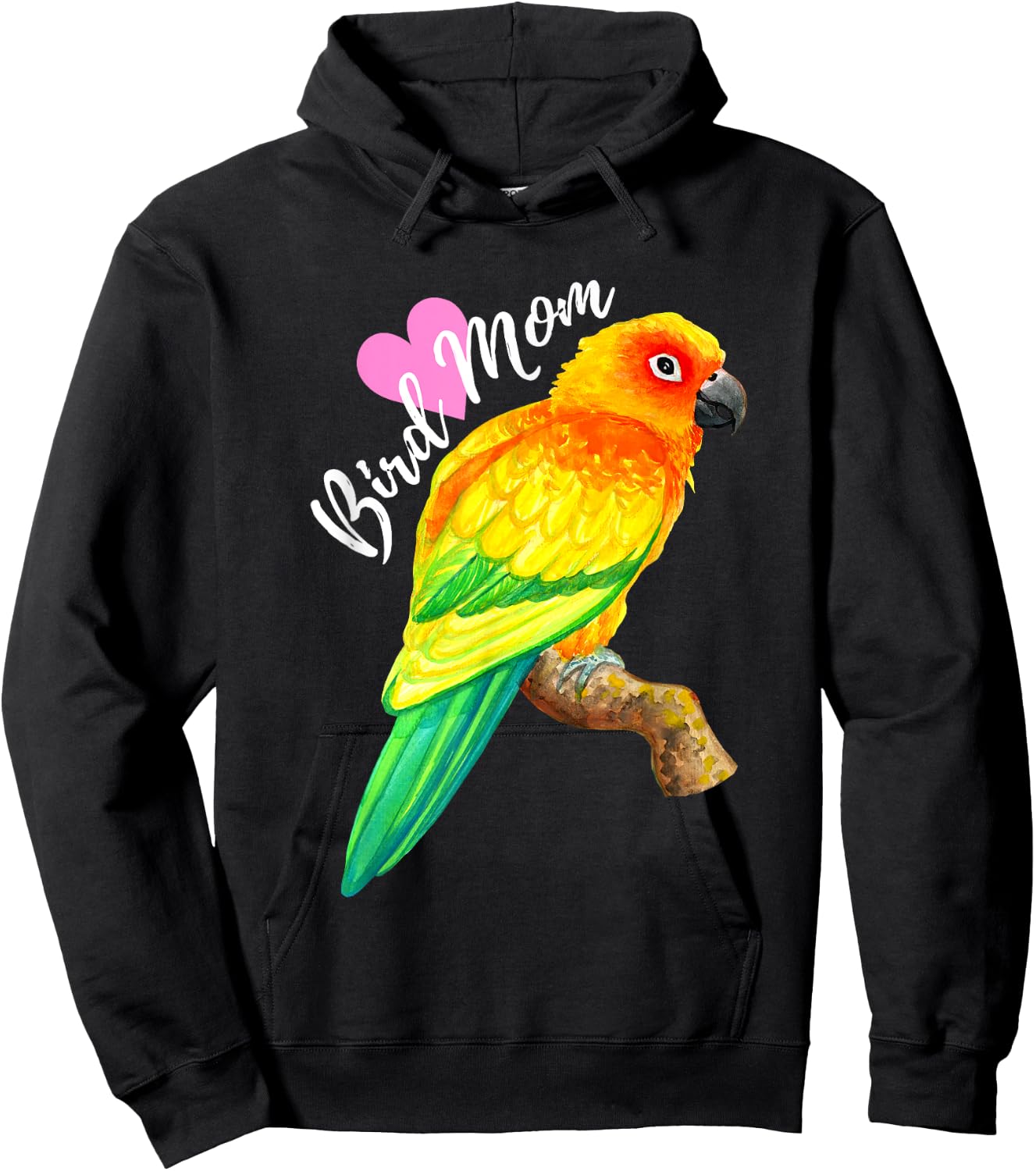 Parrot Bird Mom - Sun Conure Watercolor Hoodie - Hoodie | Black