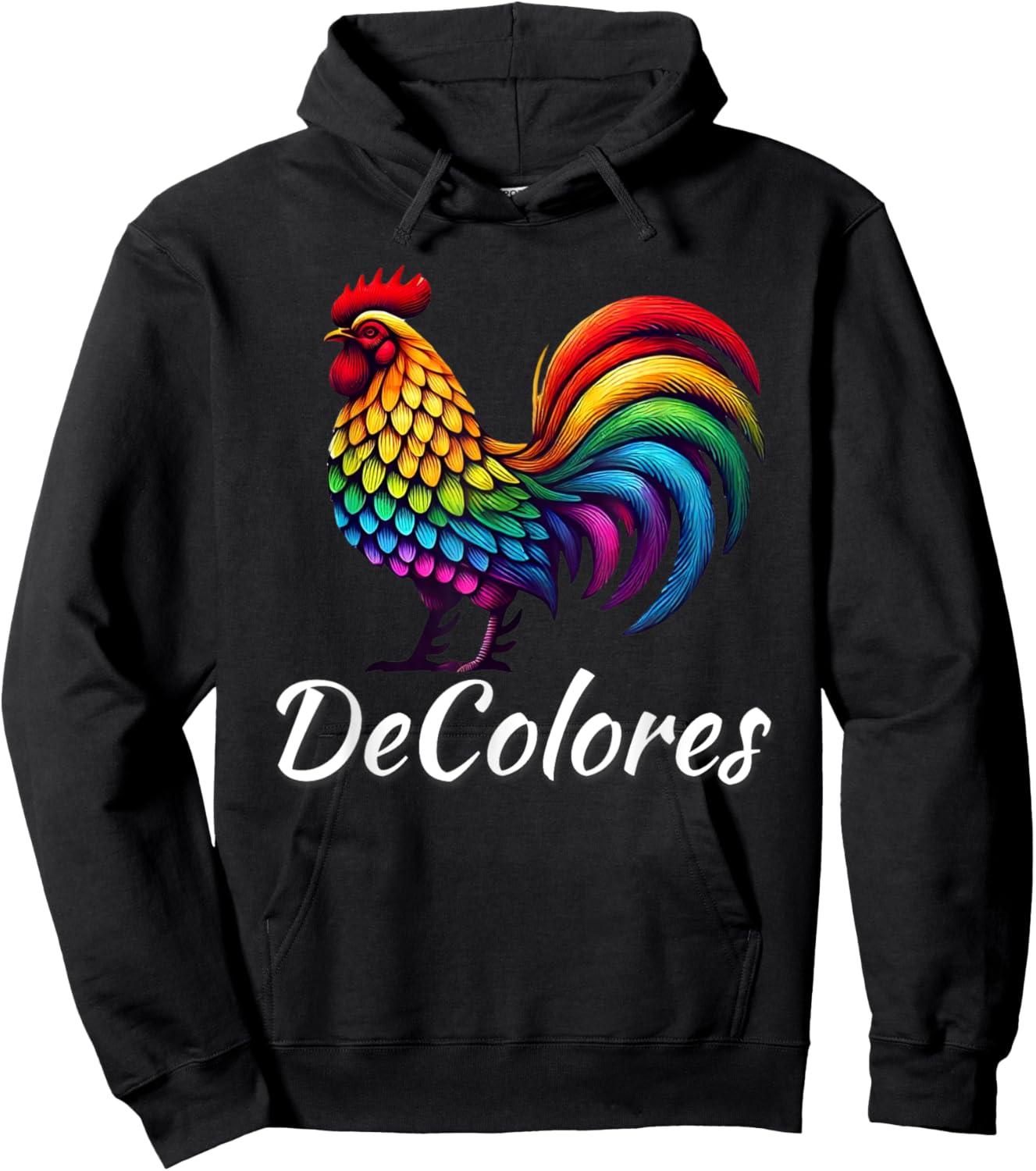 DeColores Cursillo Raibow Rooster Catholic Hoodie - Hoodie | Black