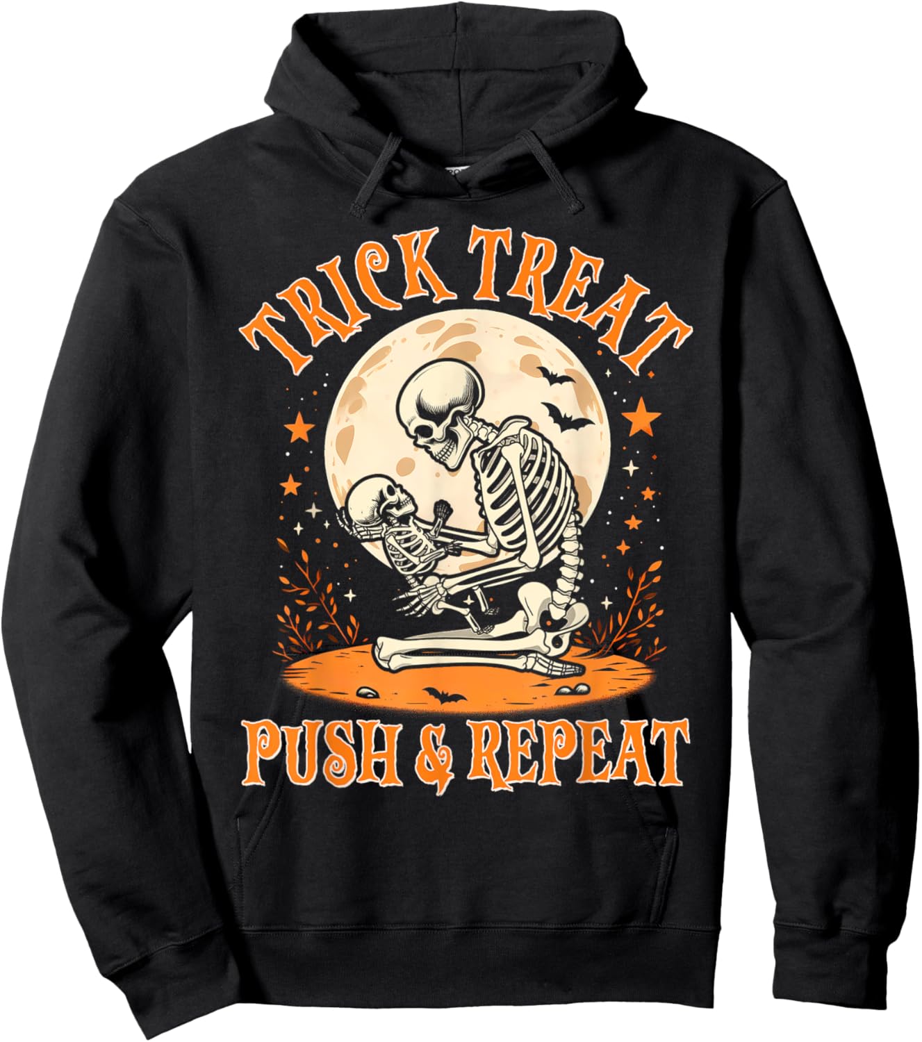 Halloween Labor & Delivery Nurse Trick Treat Push & Repeat Hoodie - Hoodie | Black