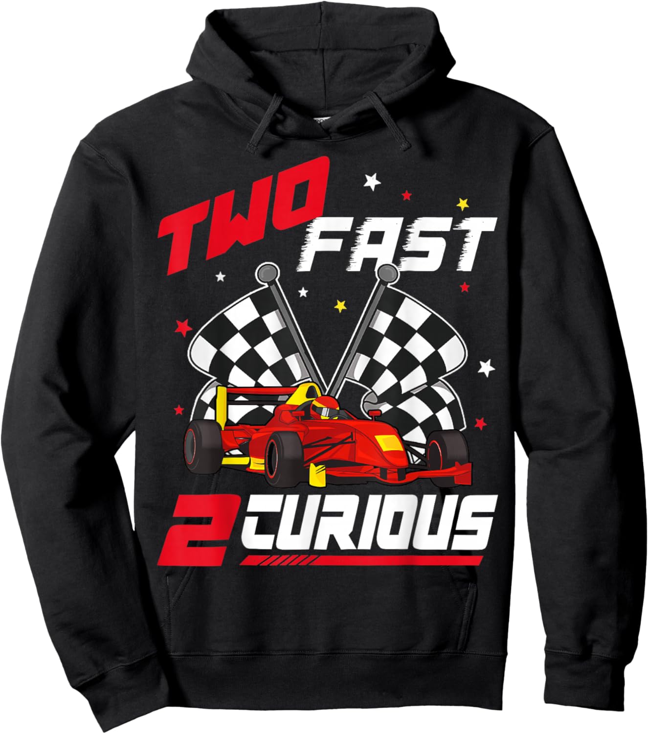 Two Fast 2 Curious Racing 2nd Birthday Pit Crew 2yr Year Old Hoodie - Hoodie | Black