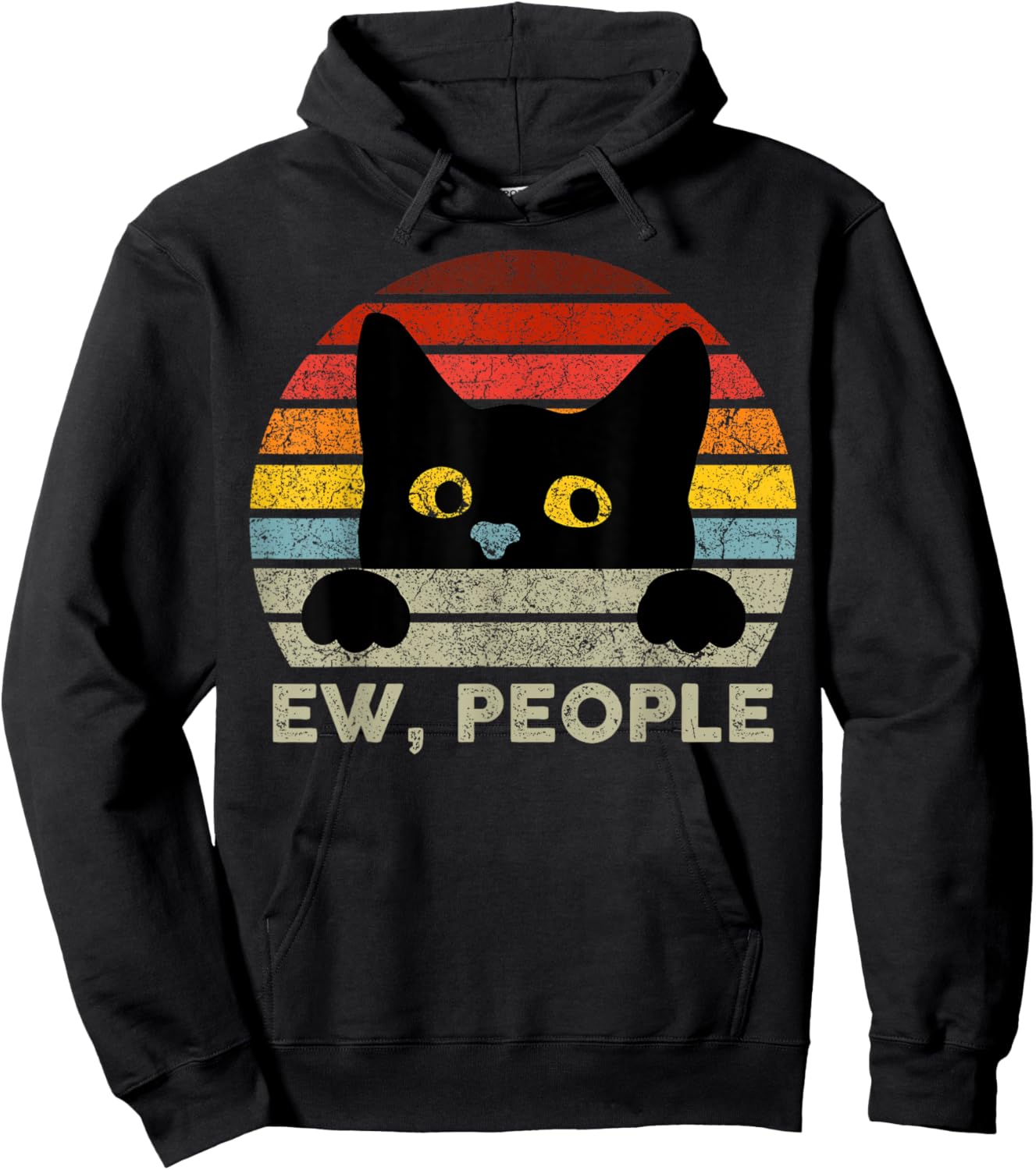 Ew, People Vintage Black Cat for Cat Lovers Hoodie - Hoodie | Black