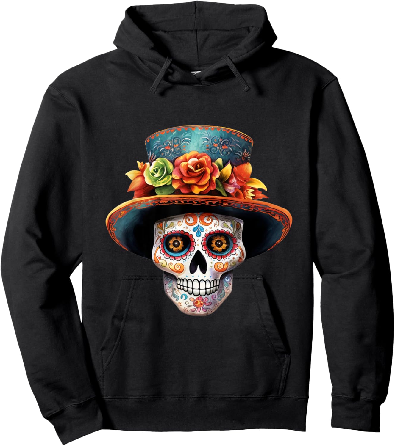 El Jefe Sugar Skull Men Dia De Los Muertos El Jefe Hoodie - Hoodie | Black