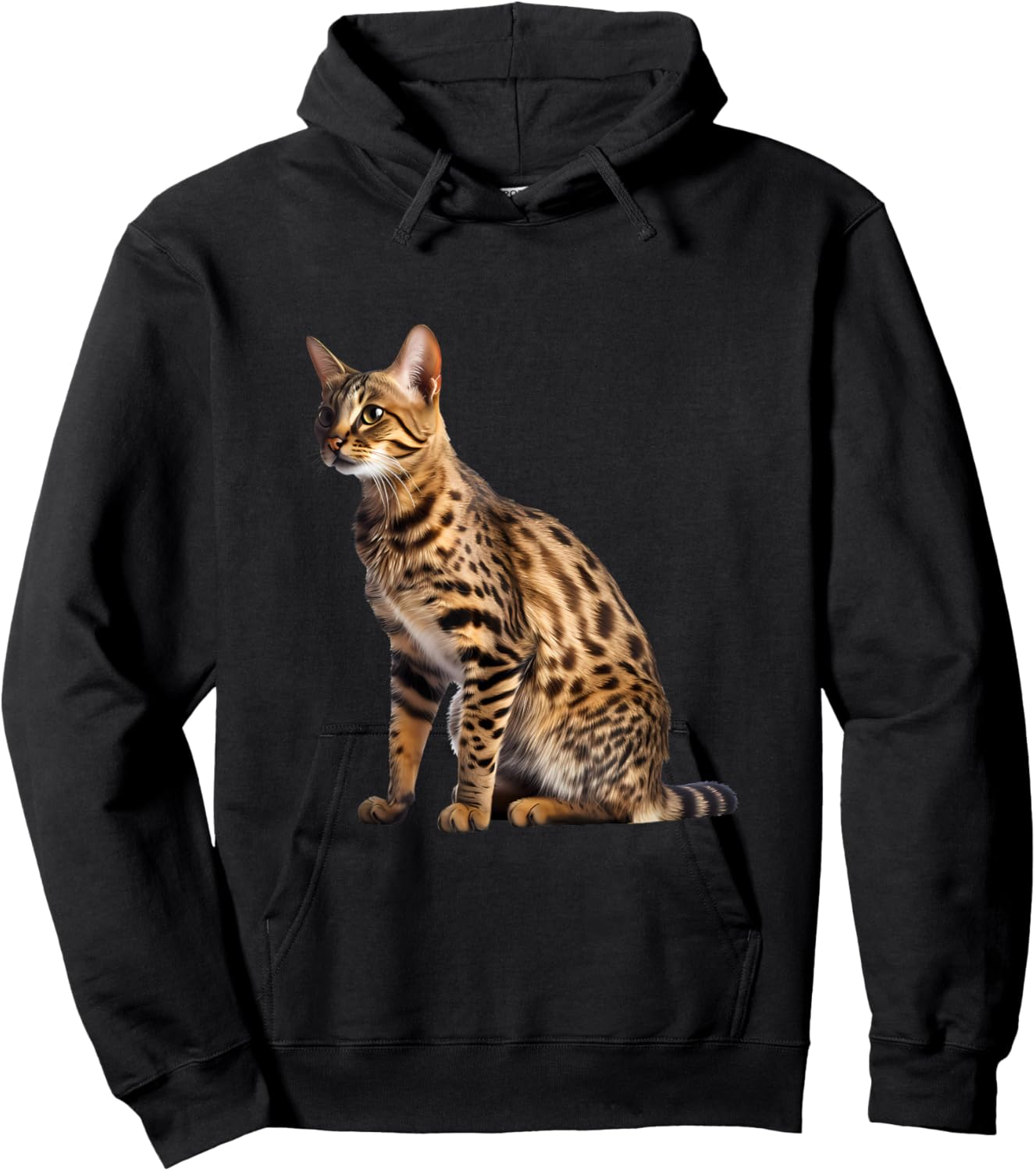 Savannah Cat Portrait Women Girls Kids Hoodie - Hoodie | Black