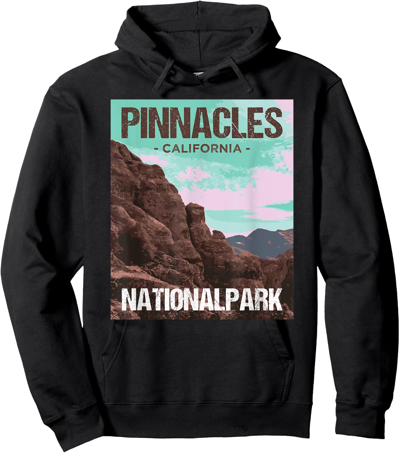 Pinnacles National Park California Poster Design Hoodie - Hoodie | Black