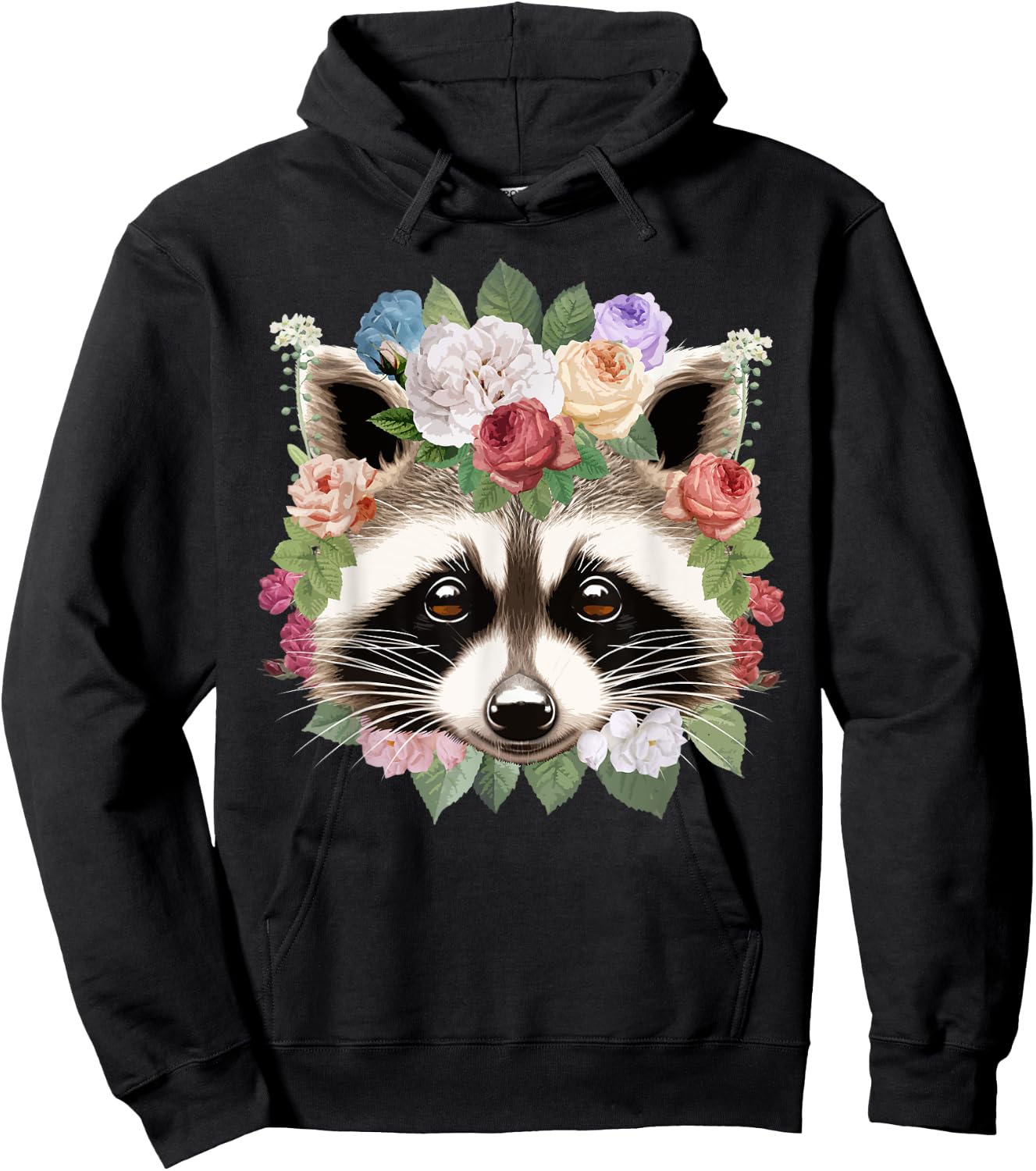 Cute Raccoon Art Girls Kids Racoon Lover Raccoon Hoodie - Hoodie | Black