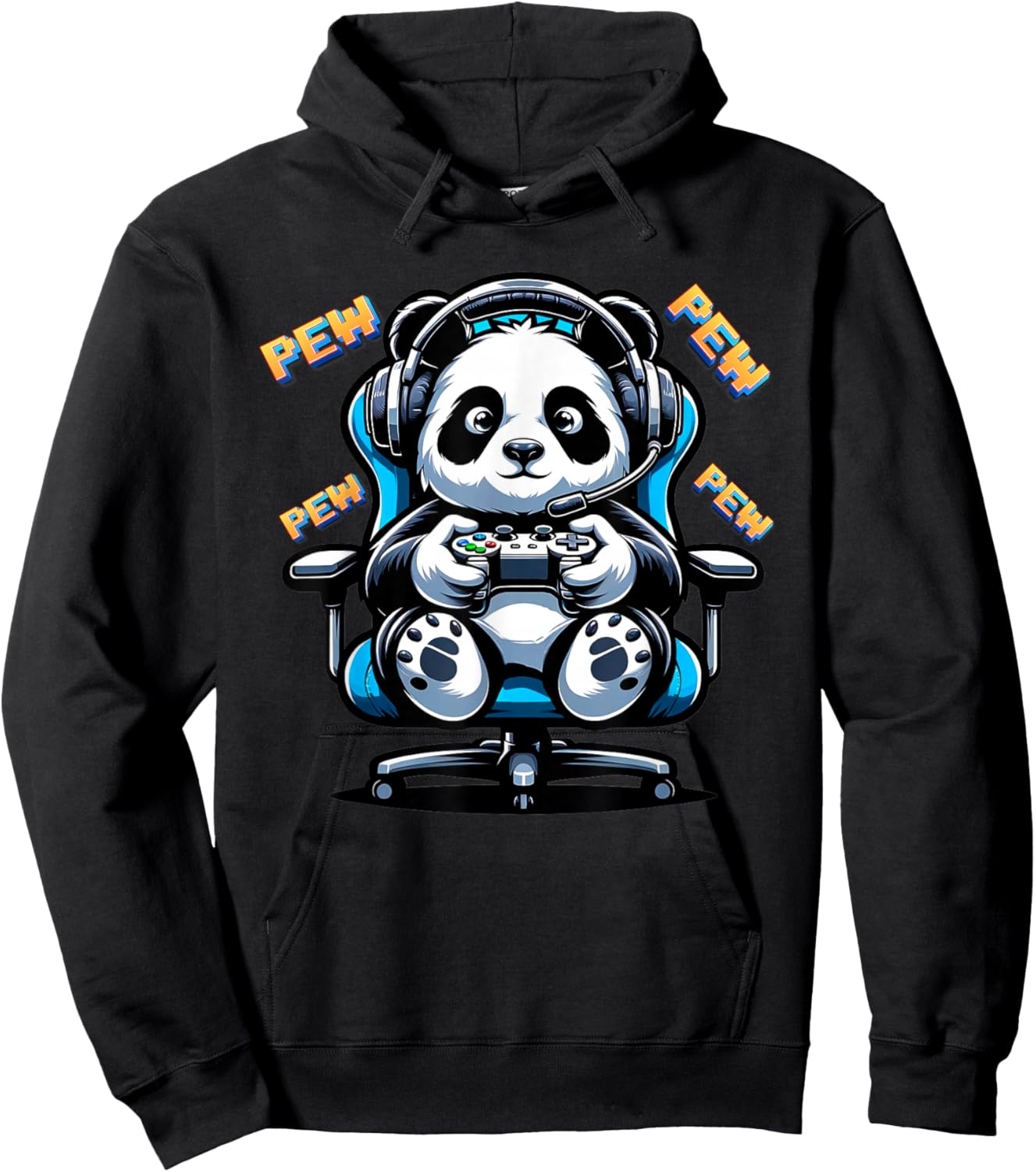 Cute Gaming Panda Pew Video Game Graphic Panda Hoodie - Hoodie | Black