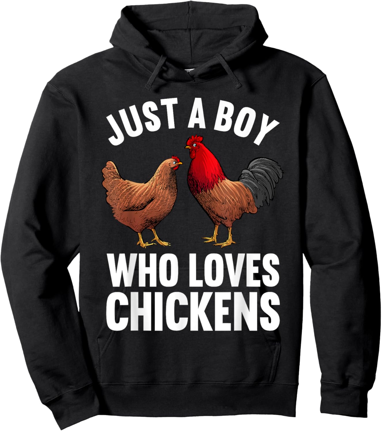 Funny Chicken Art Boys Farm Animal Chicken Farmer Hoodie - Hoodie | Black