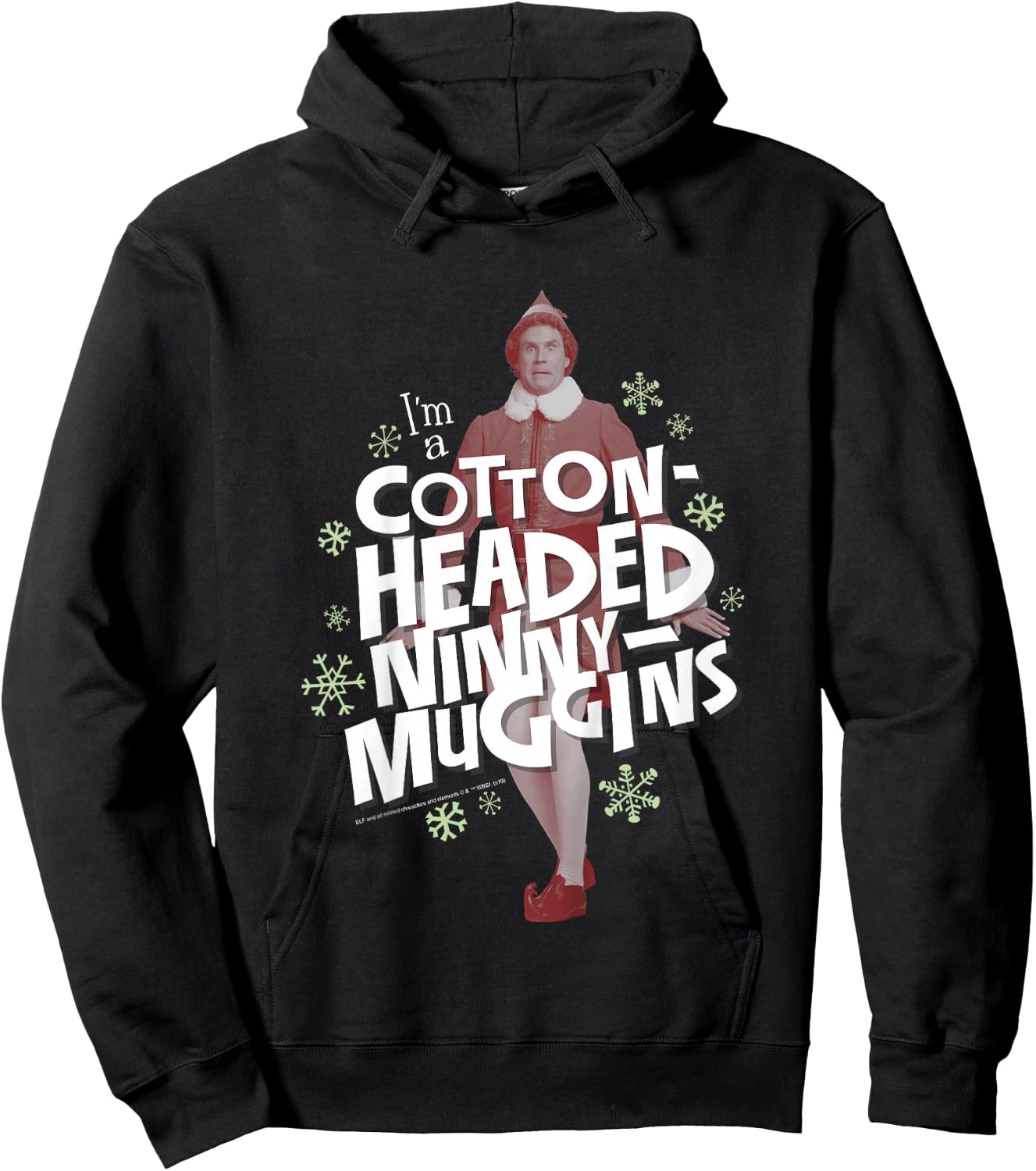 Kids Elf Buddy Cotton Headed Ninny Muggins Snowflake Poster Hoodie - Hoodie | Black