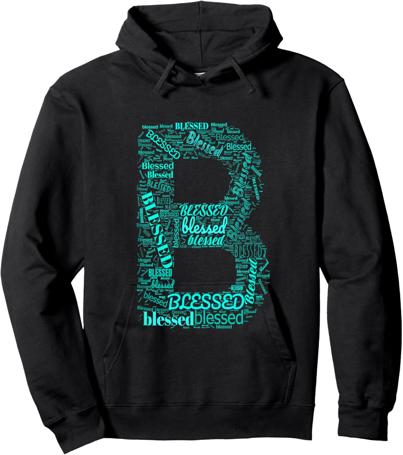 Turquoise B - Blessed in Countless Ways Turquoise Graphic Hoodie - Hoodie | Black