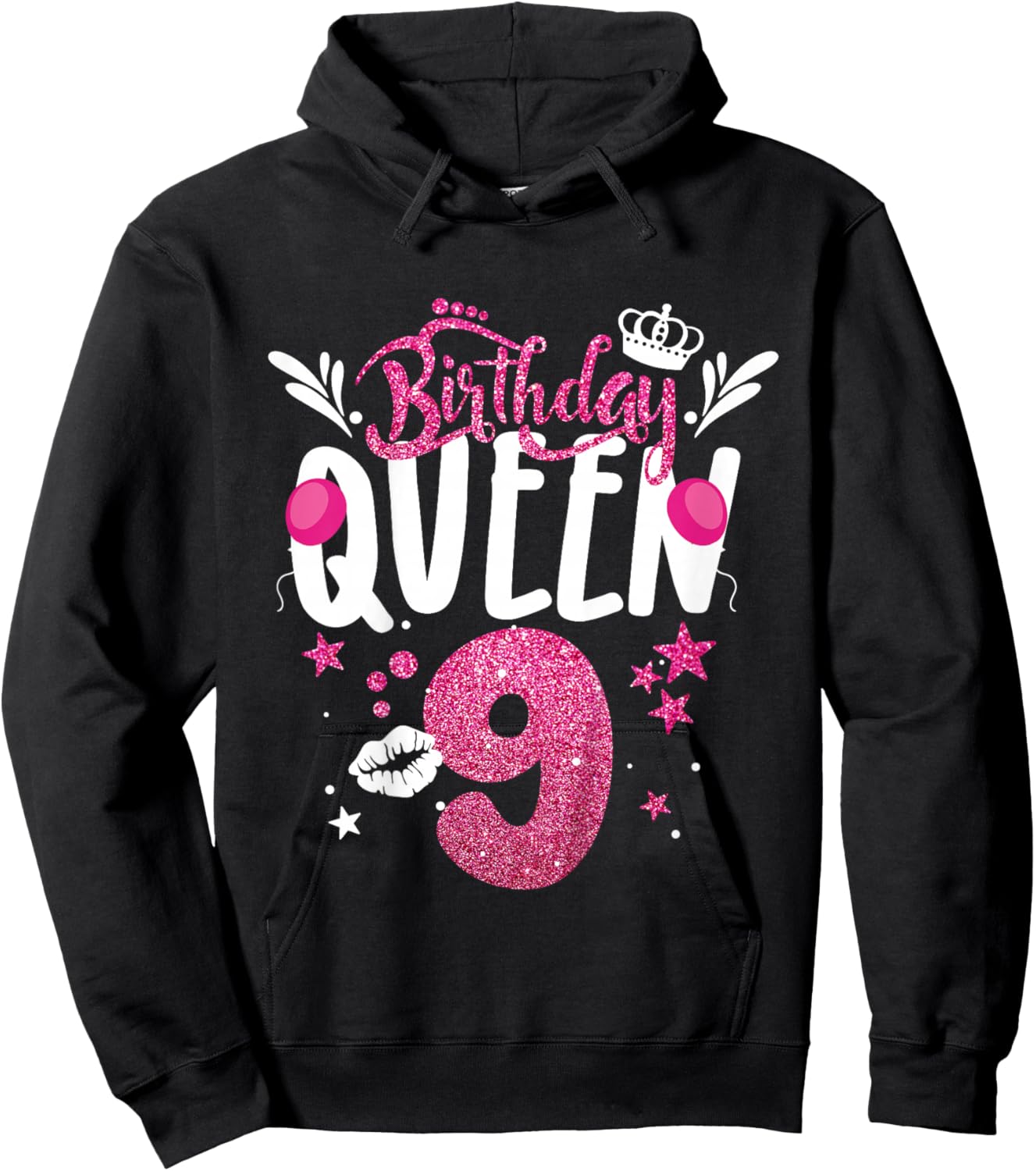 Birthday Queen 9 Year Old 9th Birthday It's My 9th Bday Hoodie - Hoodie | Black