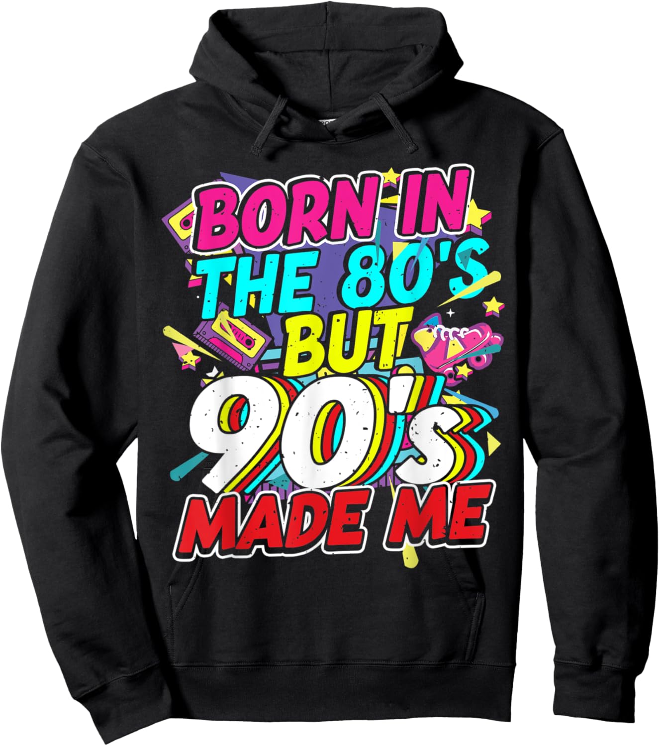 80er 90er Jahre Outfit Party Mottoparty Kostüm Damen Herren Hoodie - Hoodie | Black